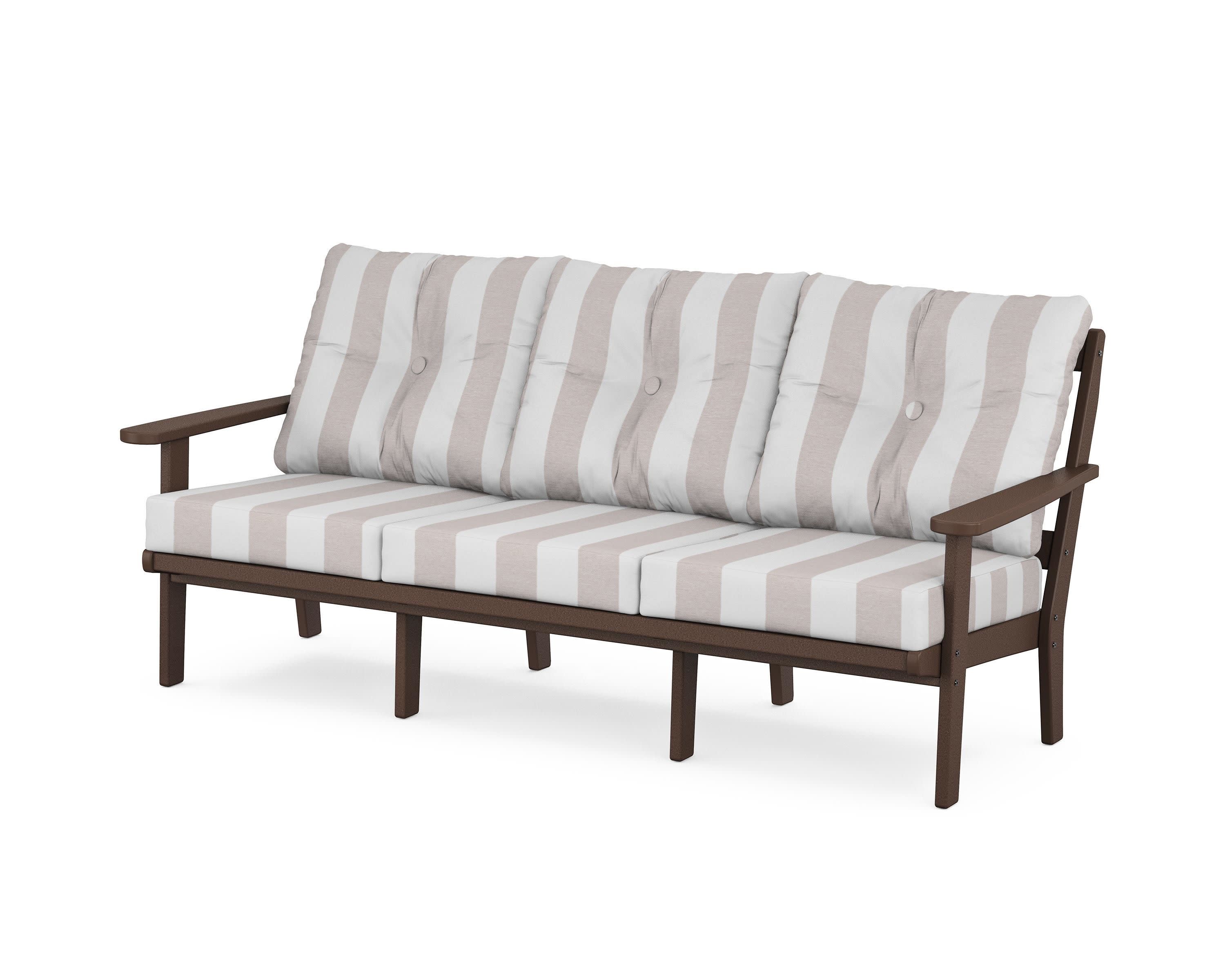 Cape Cod Deep Seating Sofa in Vintage Lantern / Cabana Stripe Dune Burlap