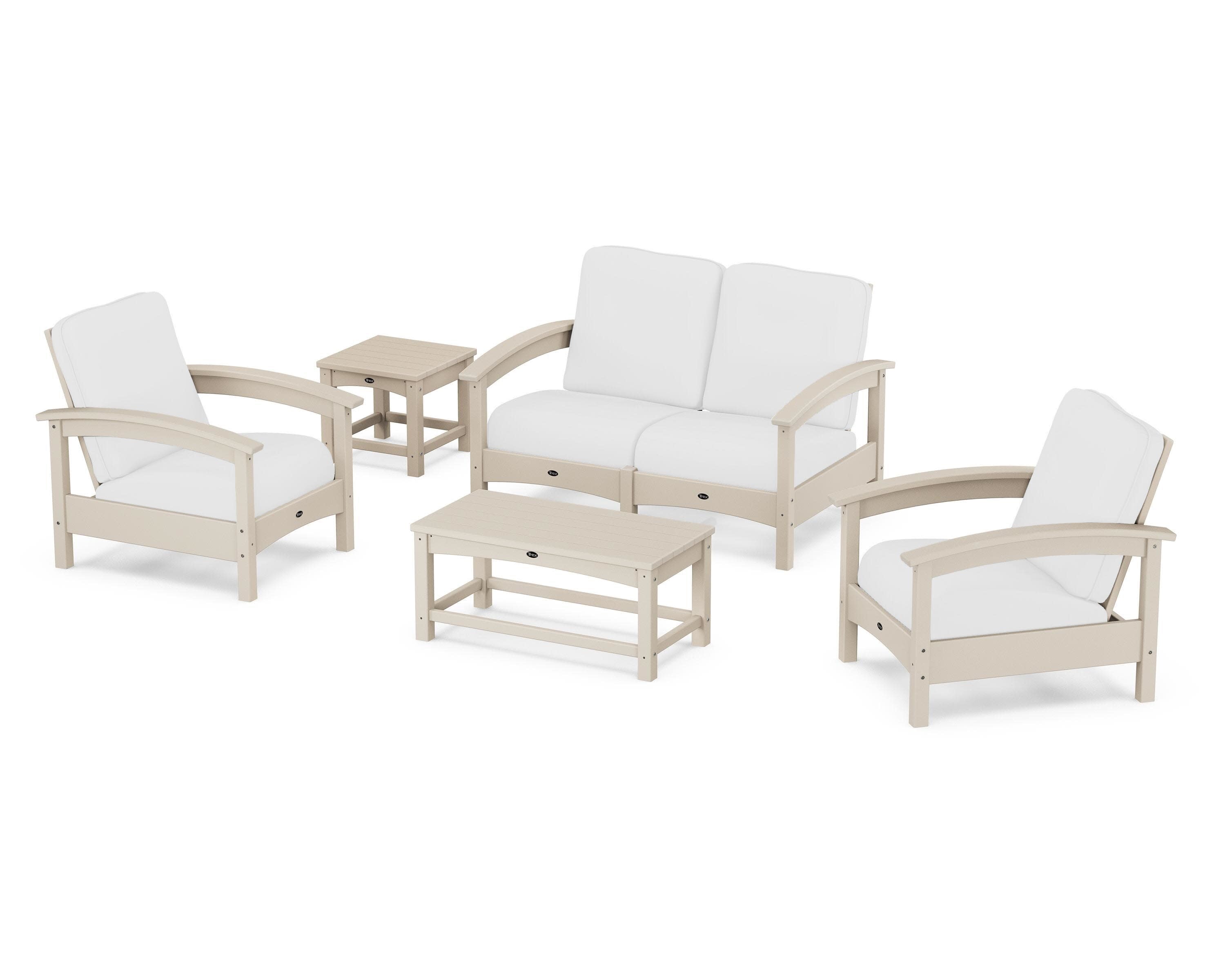 Rockport Club 6-Piece Deep Seating Conversation Set in Sand Castle / Natural