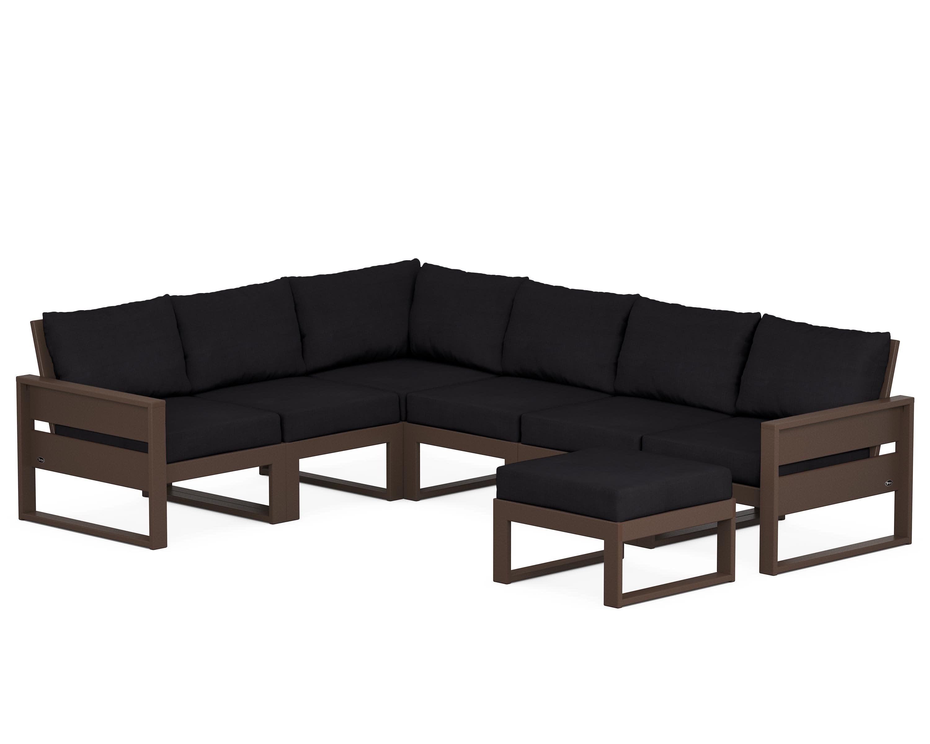 Eastport 6-Piece Sectional with Ottoman in Vintage Lantern / Midnight Linen
