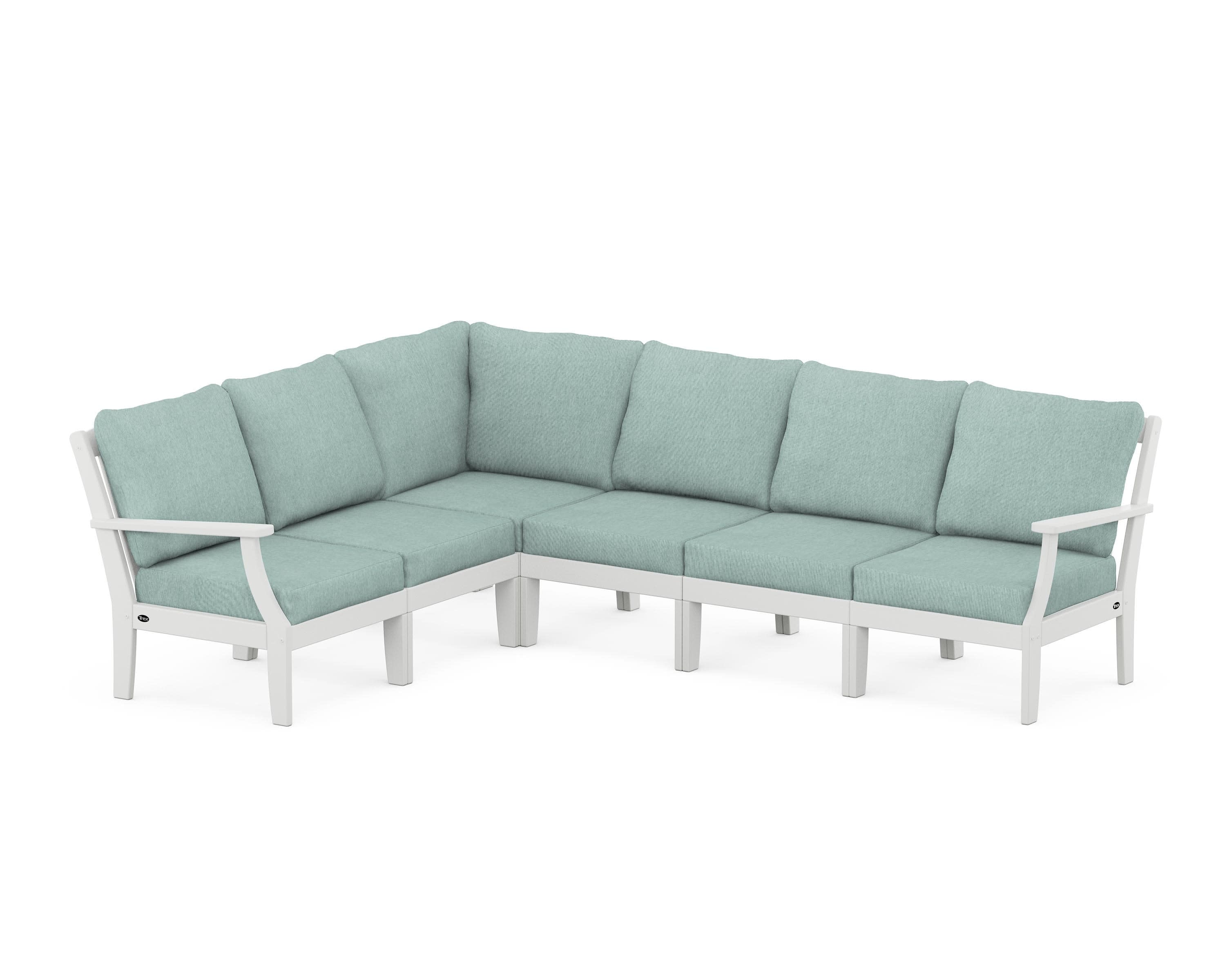 Yacht Club Modular 6-Piece Deep Seating Set in Classic White / Glacier Spa