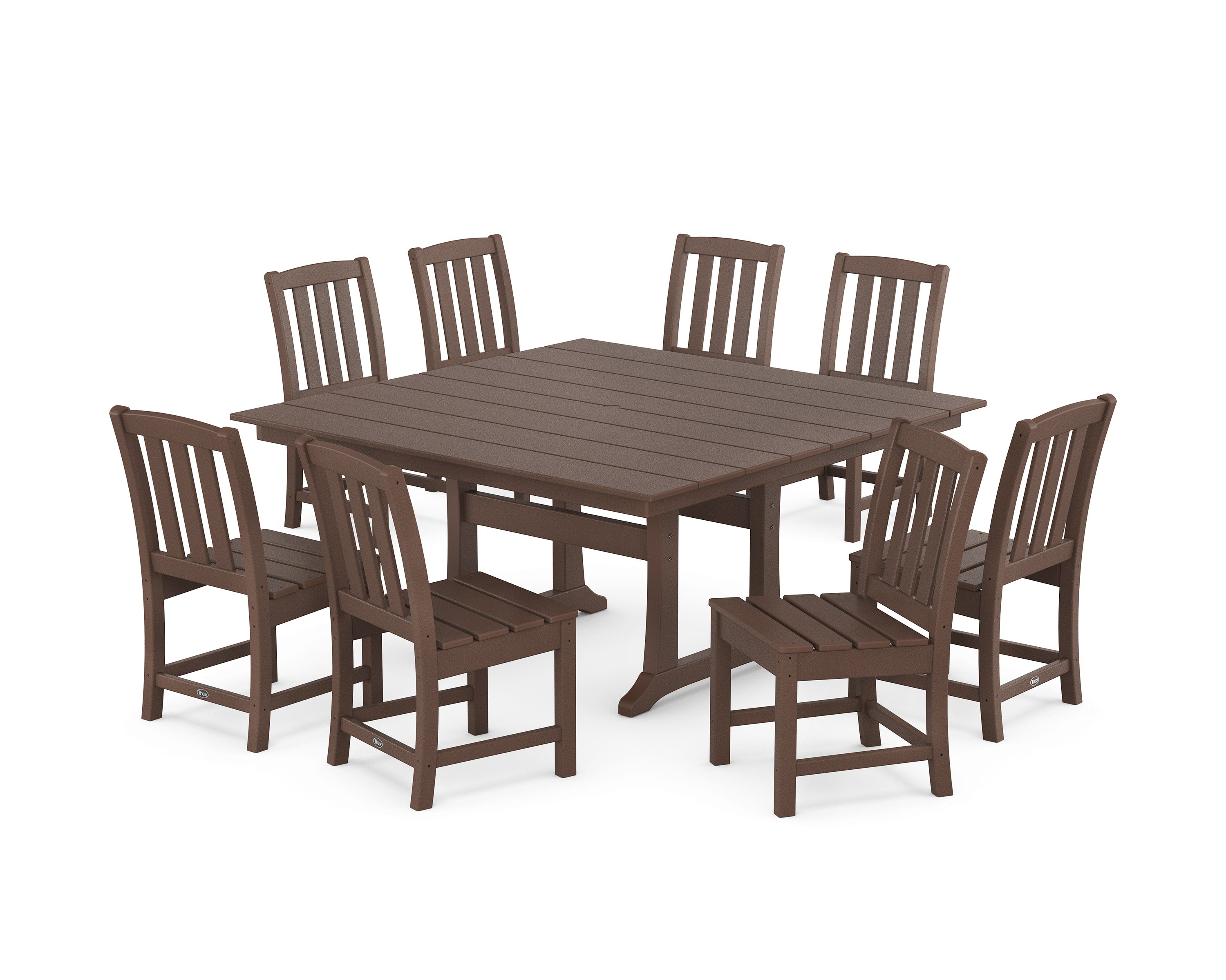 Cape Cod Side Chair 9-Piece Square Farmhouse Dining Set with Trestle Legs in Vintage Lantern