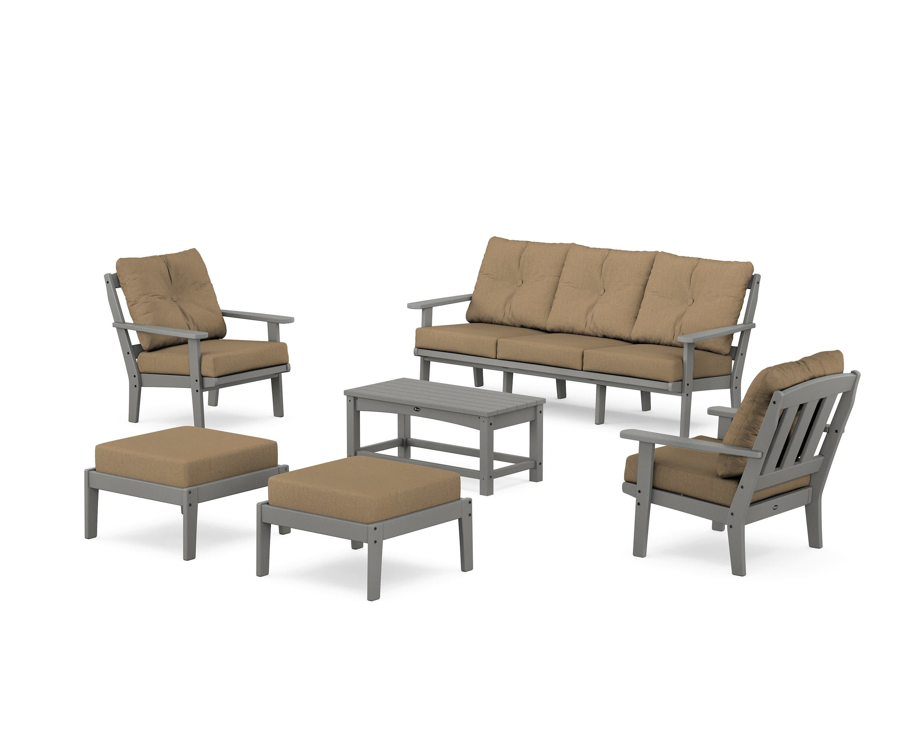 Cape Cod 6-Piece Lounge Sofa Set in Stepping Stone / Sesame