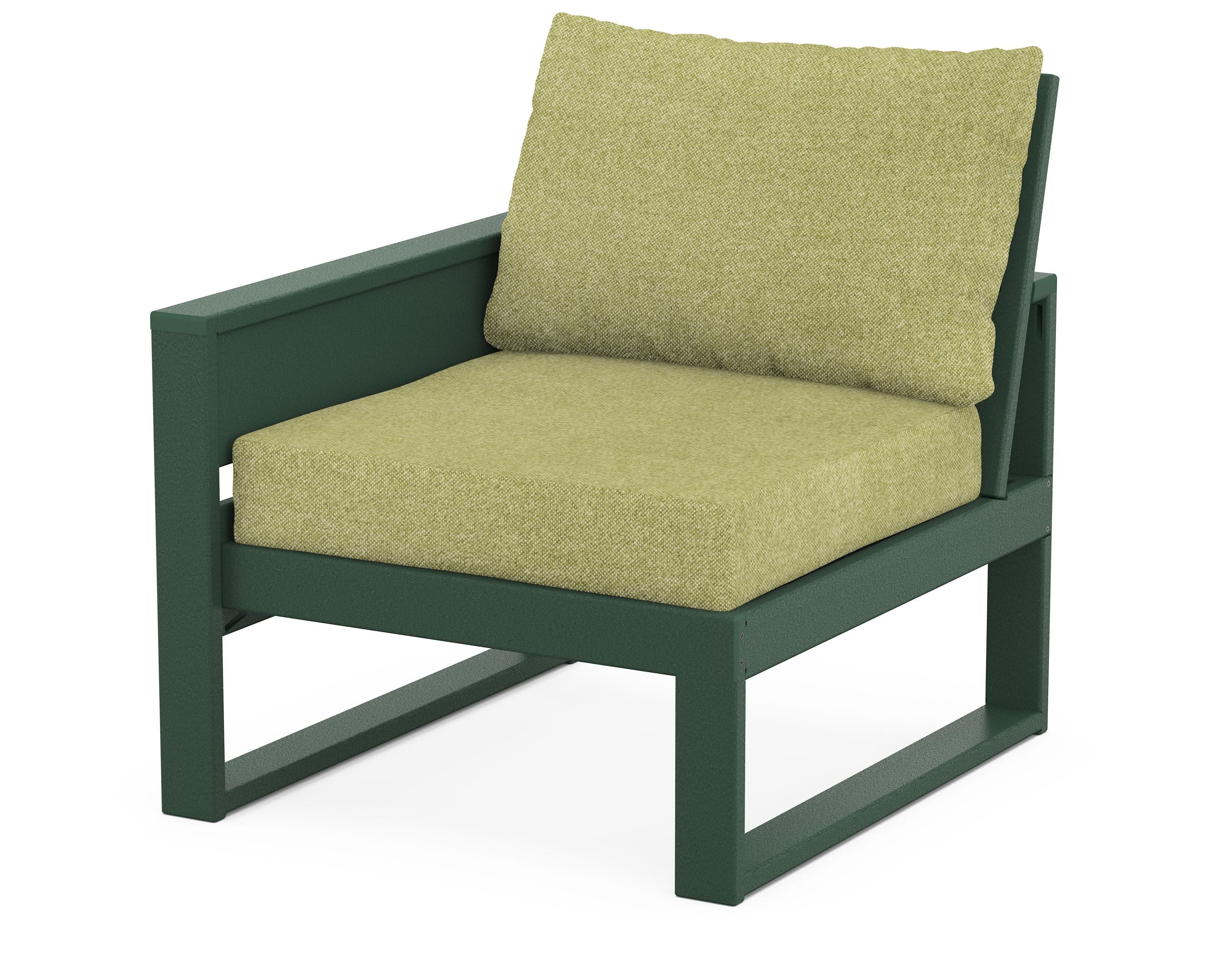 Eastport Modular Left Arm Chair in Rainforest Canopy / Chartreuse Boucle