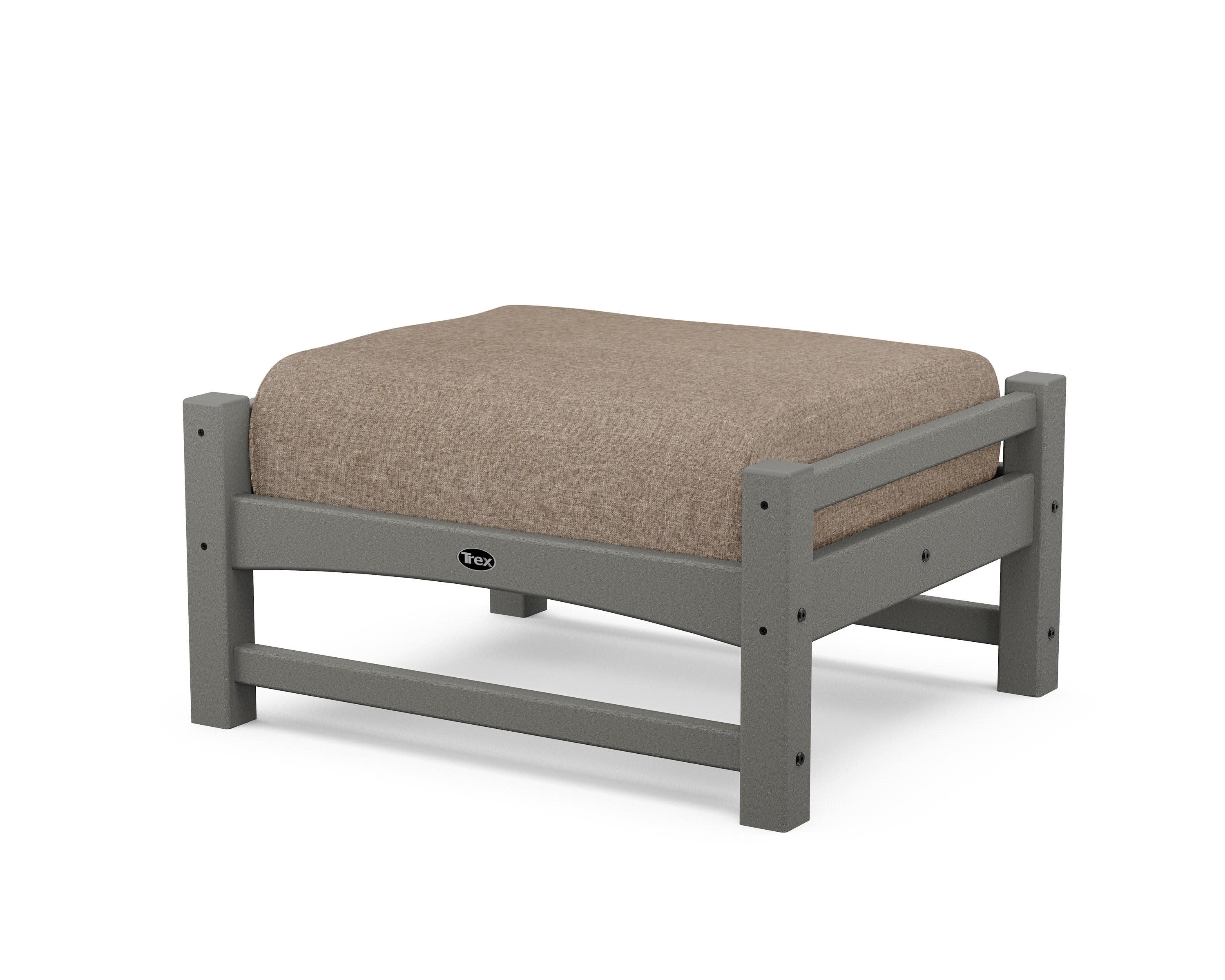 Rockport Club Ottoman in Stepping Stone / Spiced Burlap