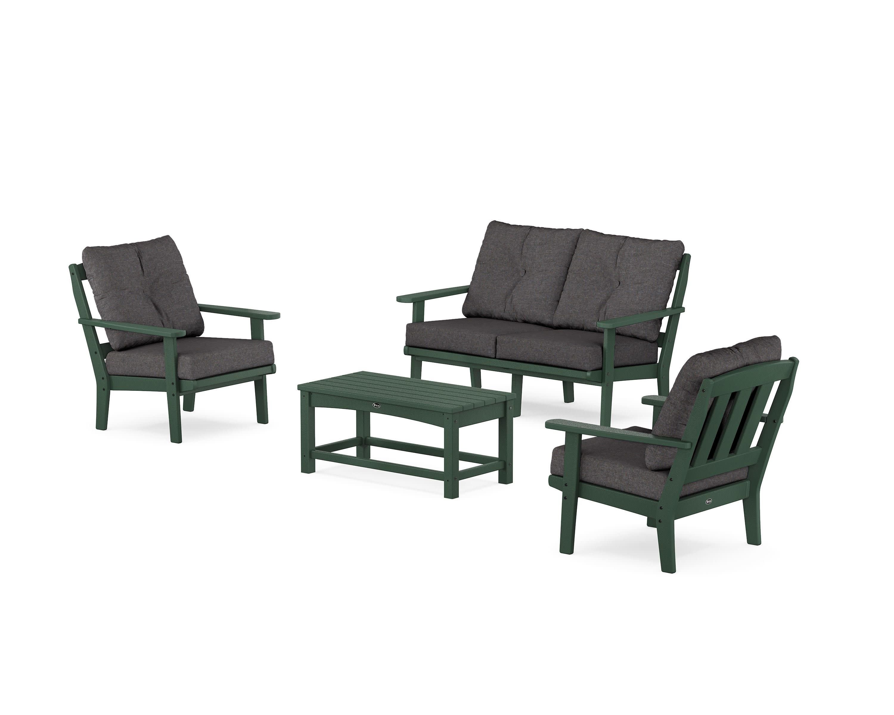 Cape Cod 4-Piece Deep Seating Set with Loveseat in Rainforest Canopy / Ash Charcoal