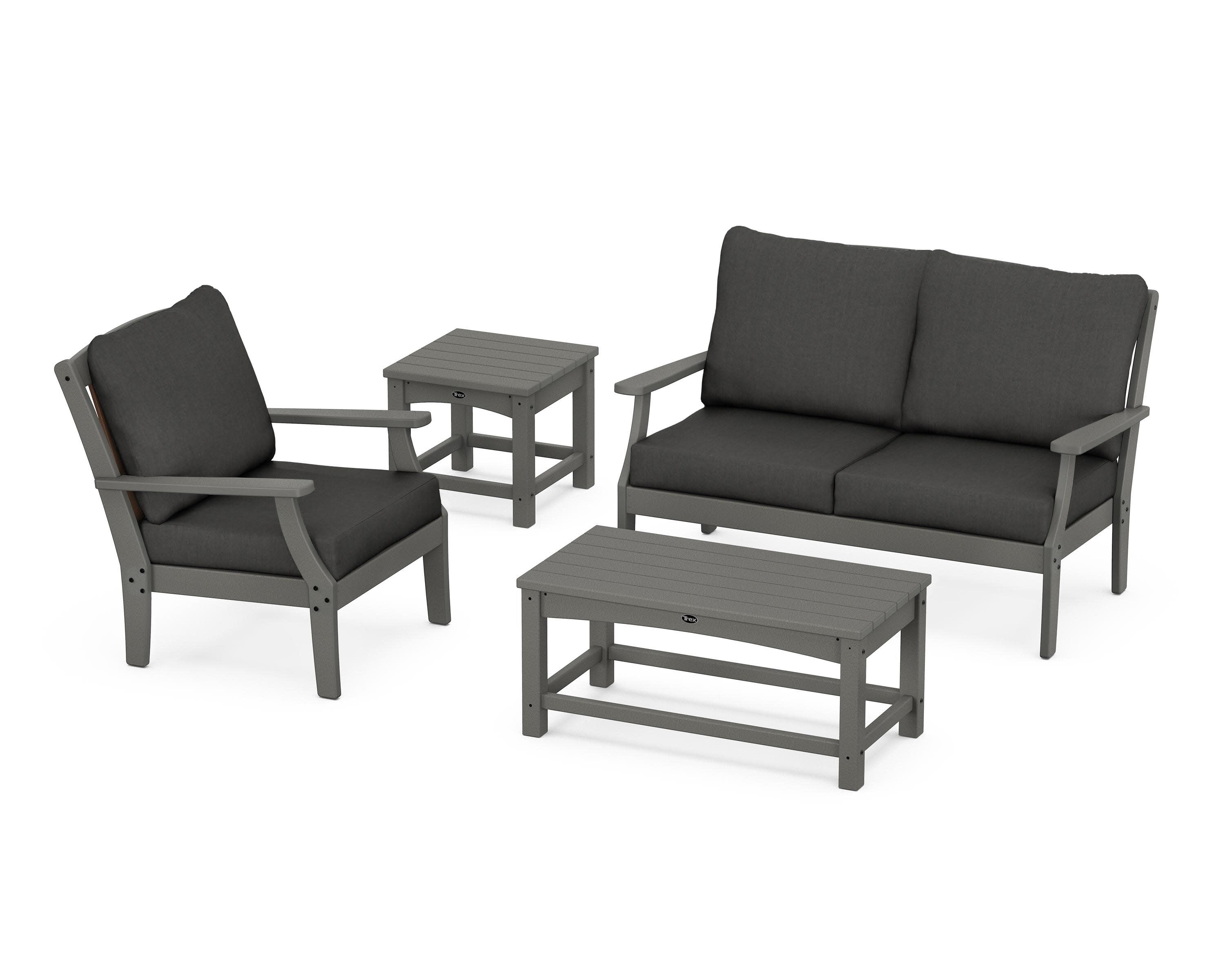 Yacht Club 4-Piece Deep Seating Set in Stepping Stone / Spectrum Carbon