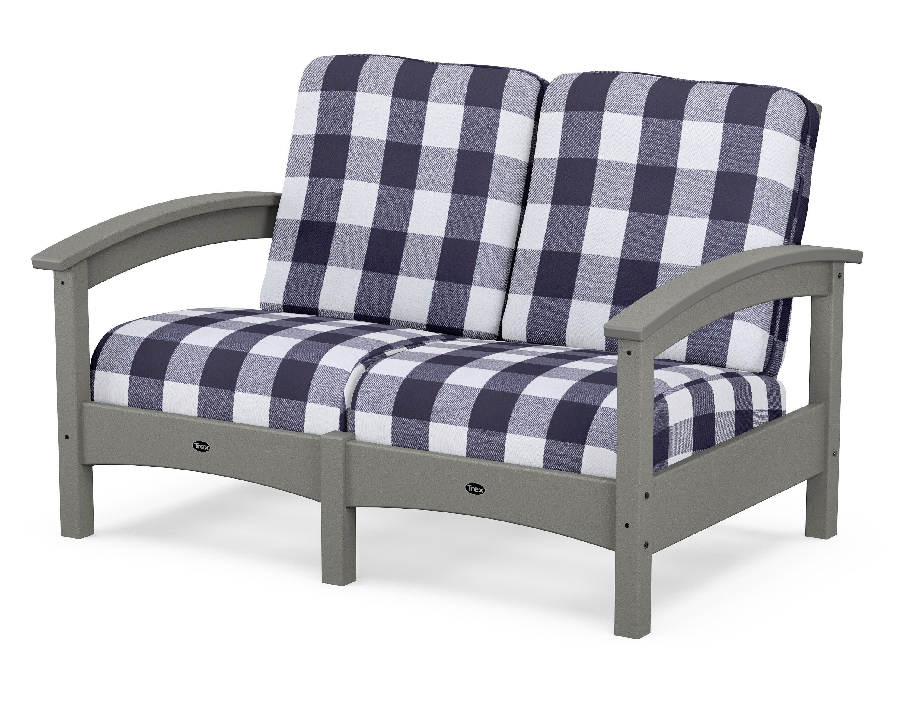 Rockport Club Loveseat in Stepping Stone / Buffalo Plaid Navy