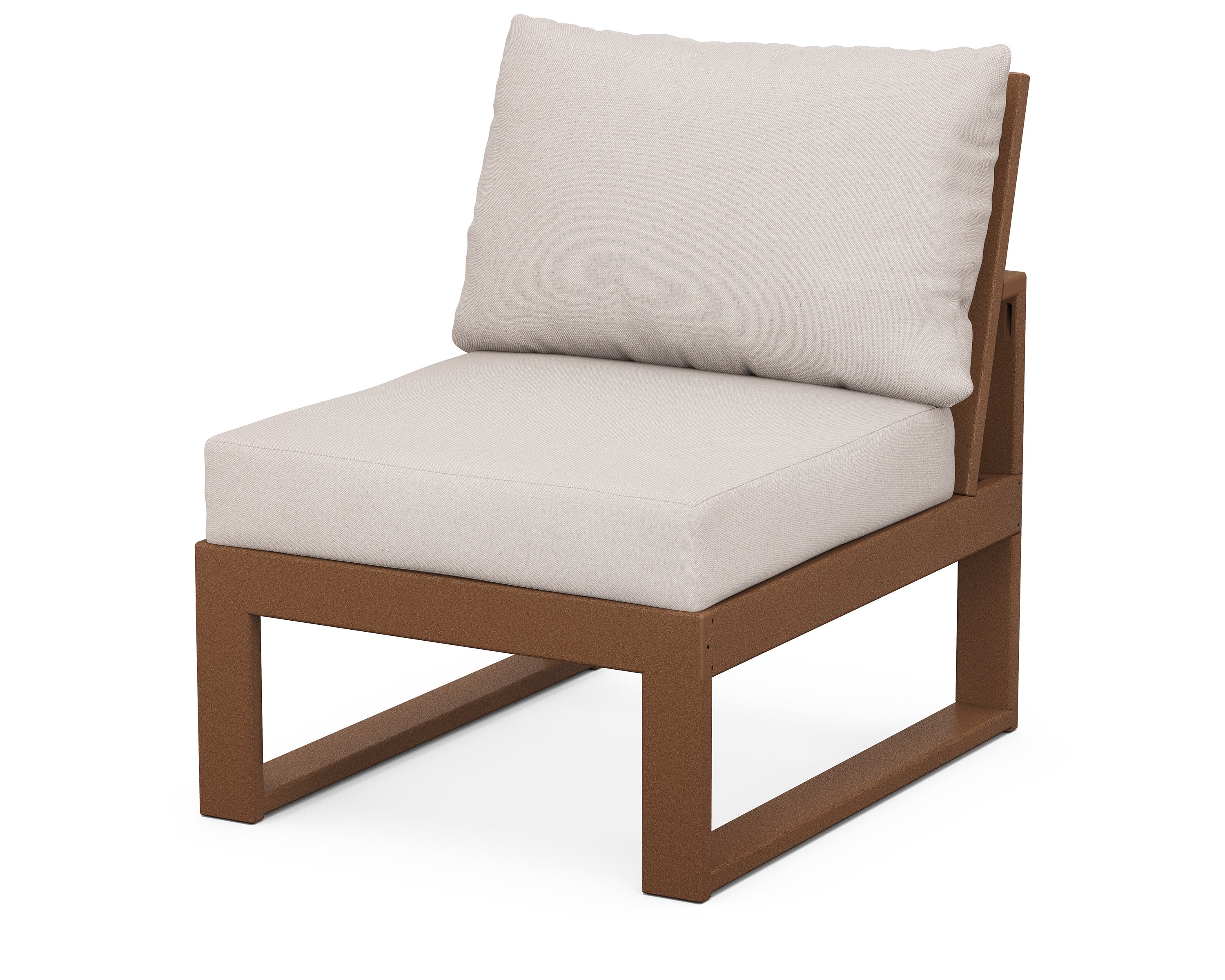 Modular Armless Chair in Teak / Dune Burlap
