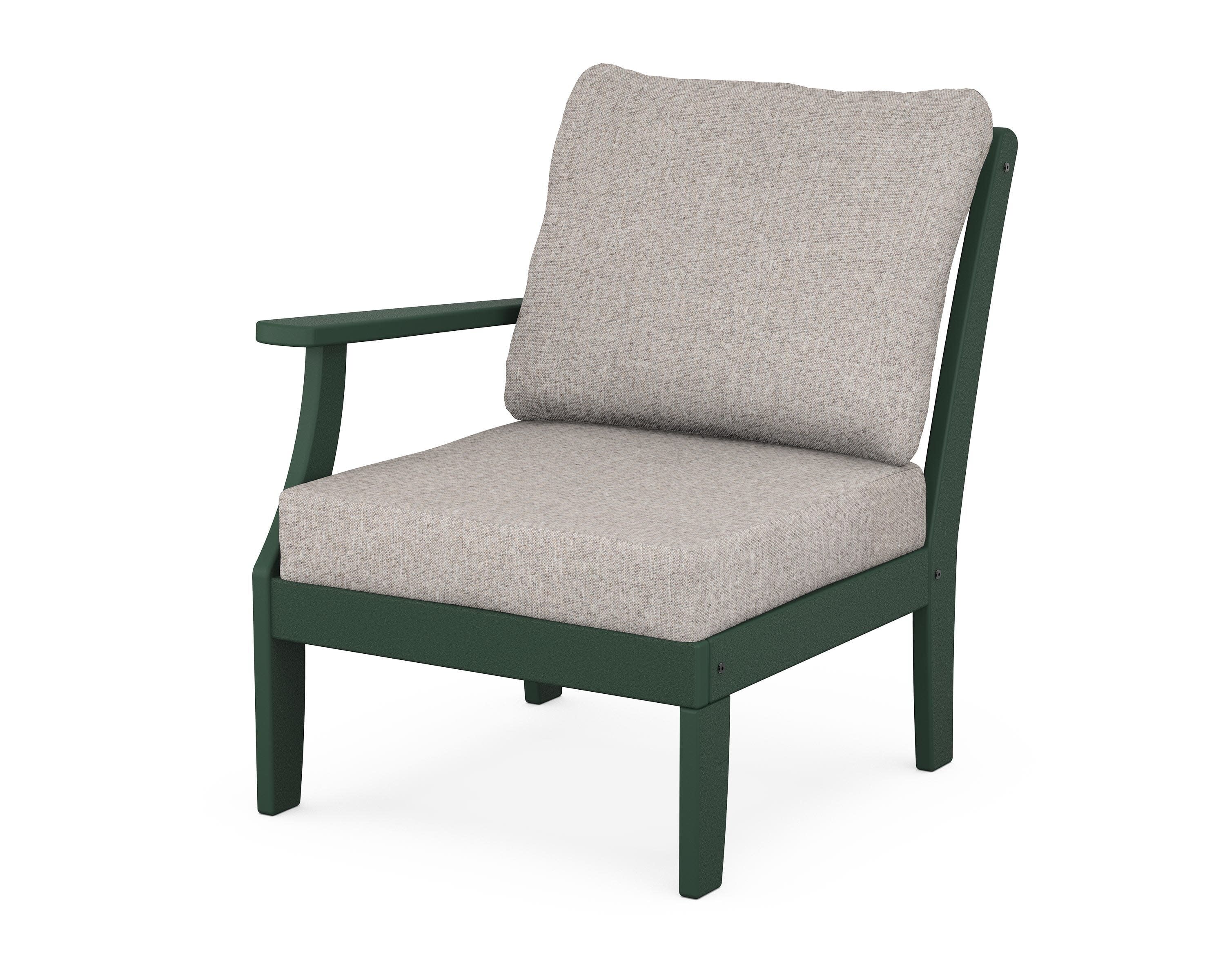 Yacht Club Modular Left Arm Chair in Rainforest Canopy / Weathered Tweed