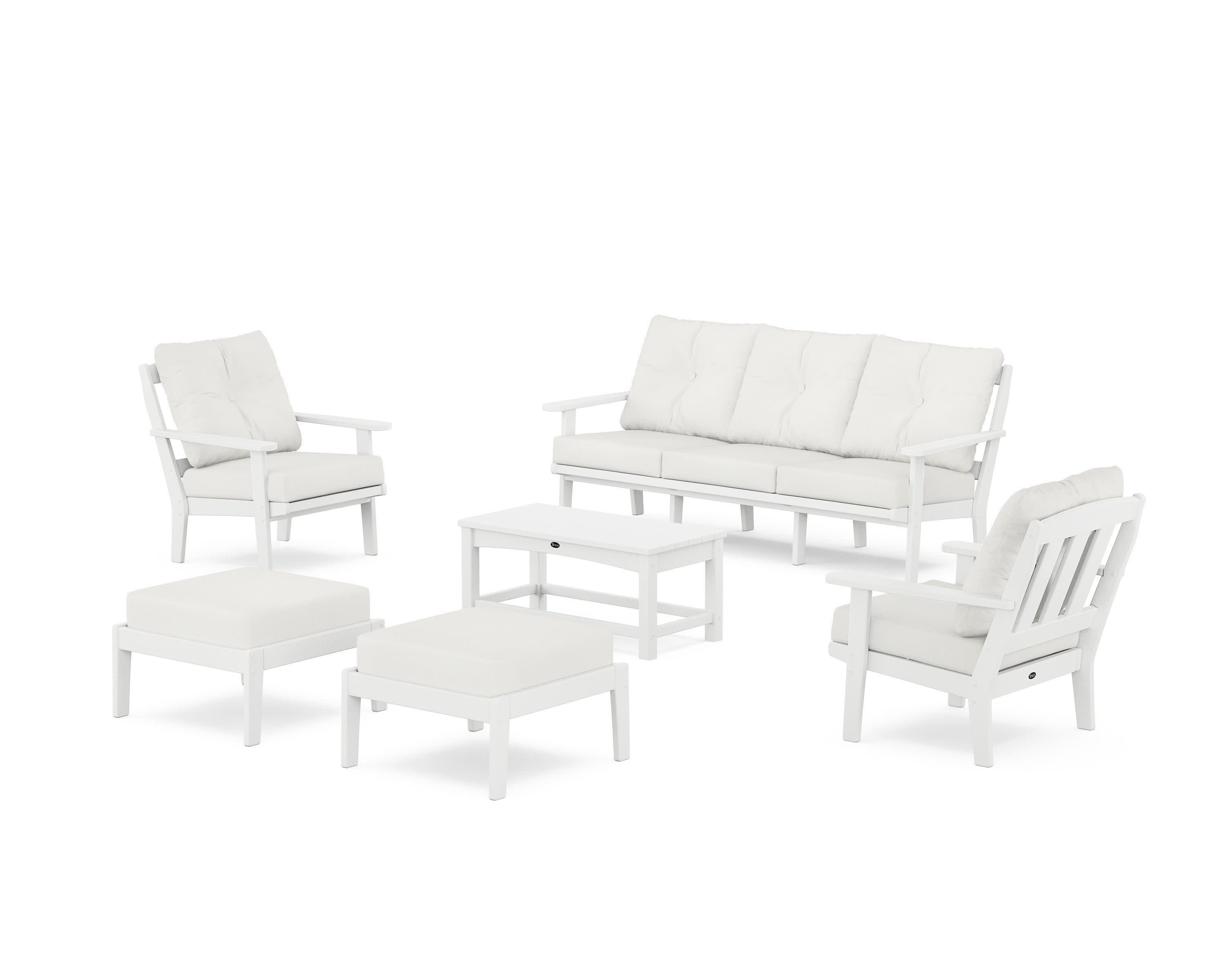 Cape Cod 6-Piece Lounge Sofa Set in Classic White / Natural Linen