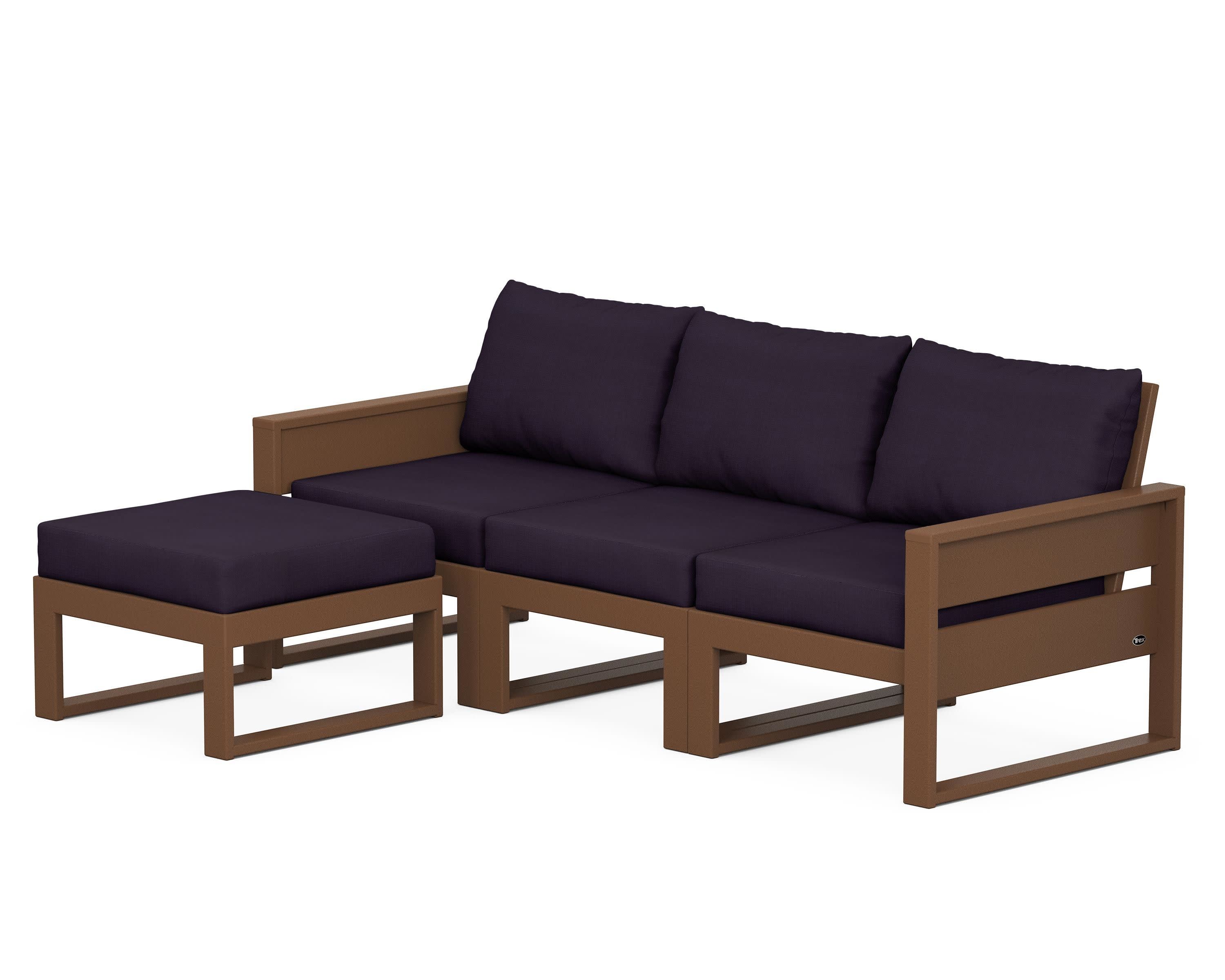 Eastport 4- Piece Sectional with Ottoman in Tree House / Navy Linen