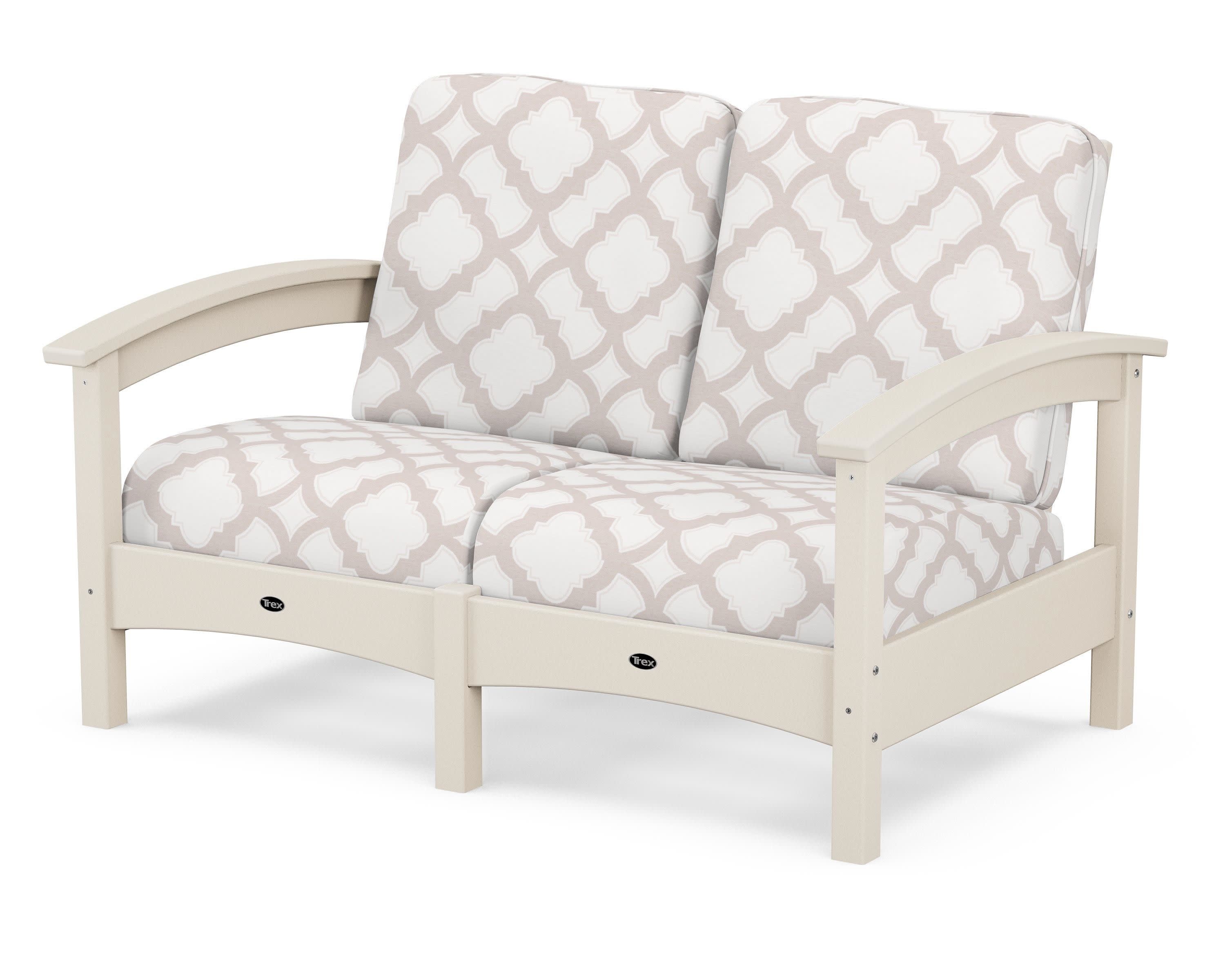 Rockport Club Loveseat in Sand Castle / Trellis Dune Burlap