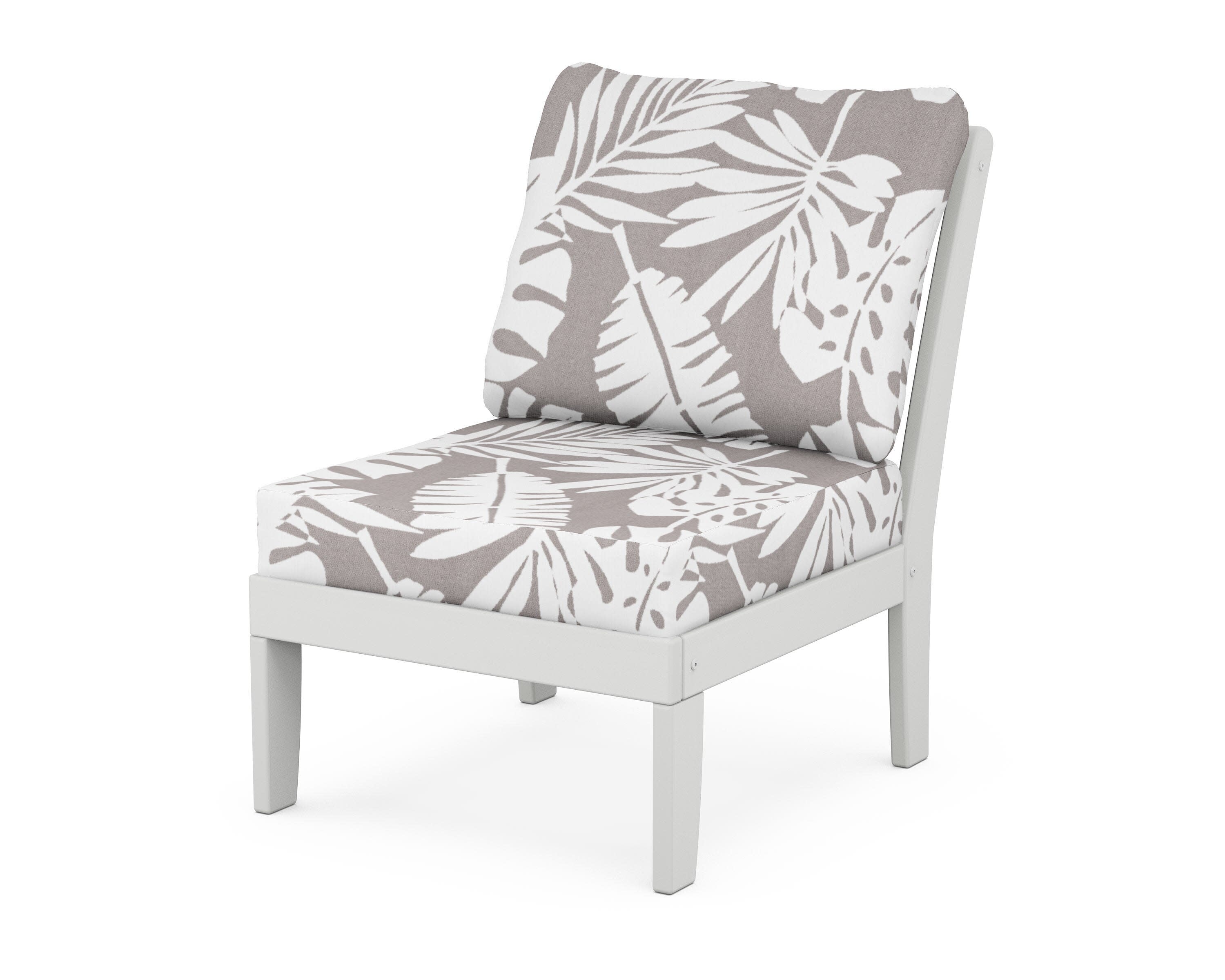 Yacht Club Modular Armless Chair in Classic White / Leaf Grey Mist