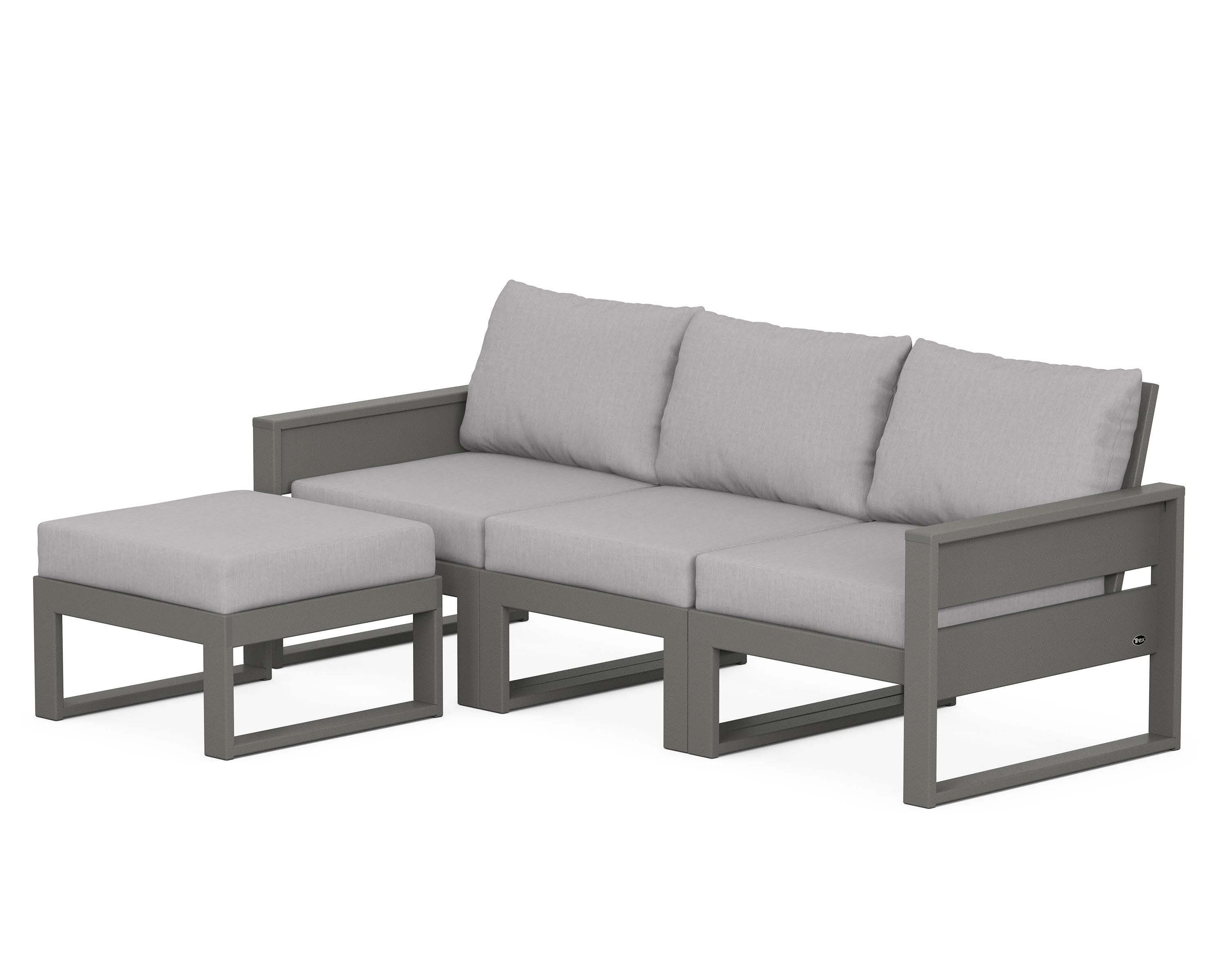 Eastport 4- Piece Sectional with Ottoman in Stepping Stone / Granite
