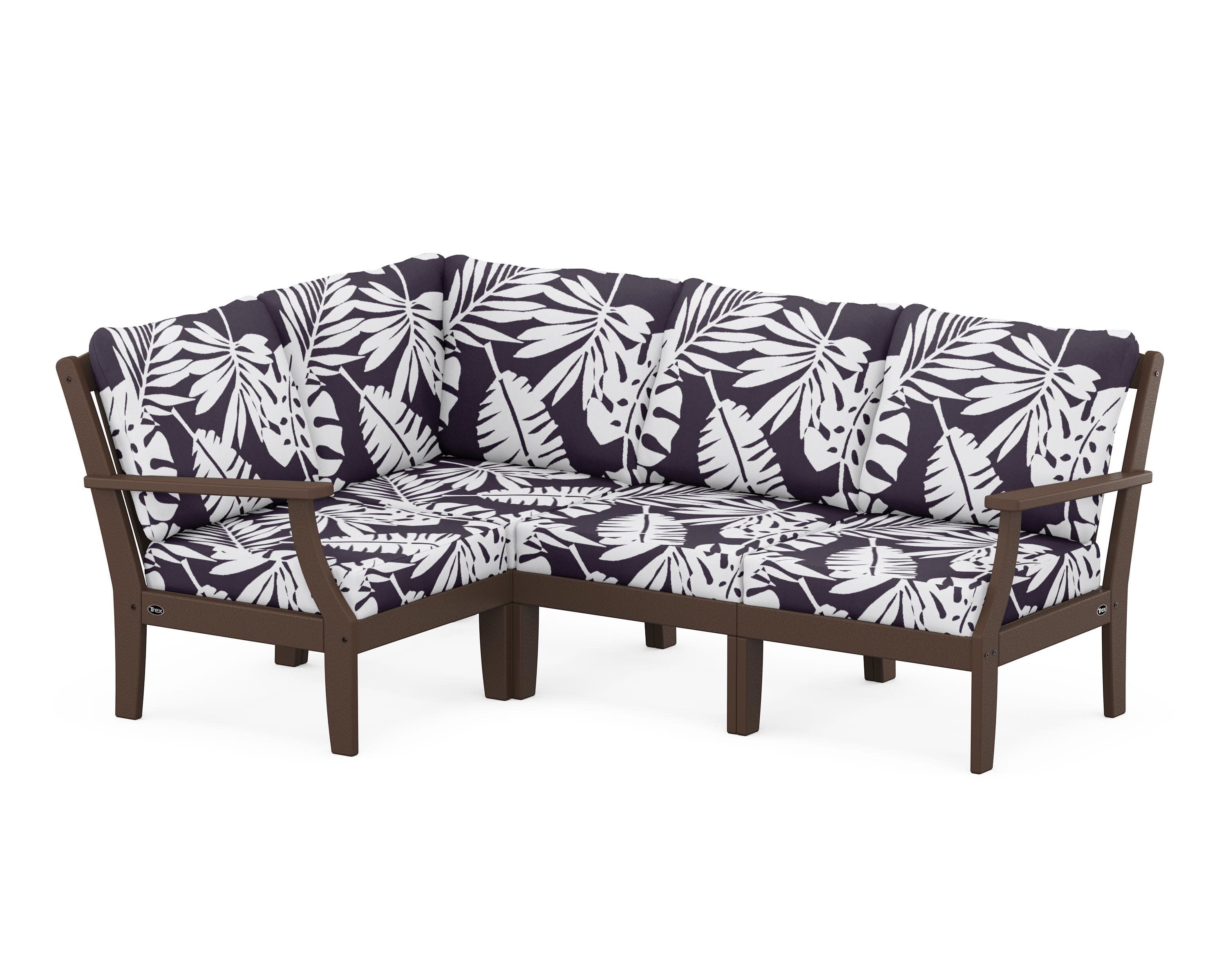 Yacht Club Modular 4-Piece Deep Seating Set in Vintage Lantern / Leaf Navy
