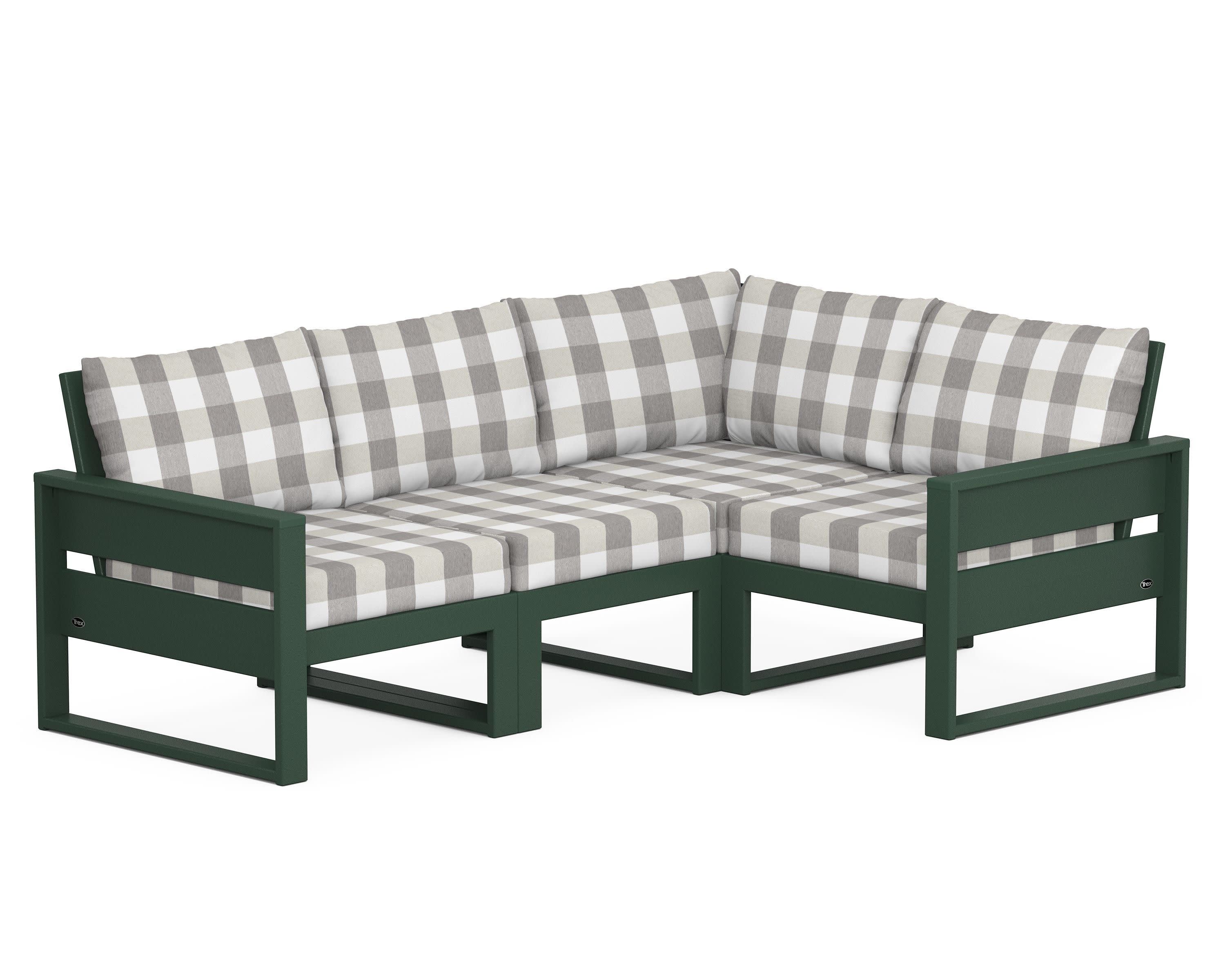 Eastport 4- Piece Sectional in Rainforest Canopy / Buffalo Plaid Grey Mist