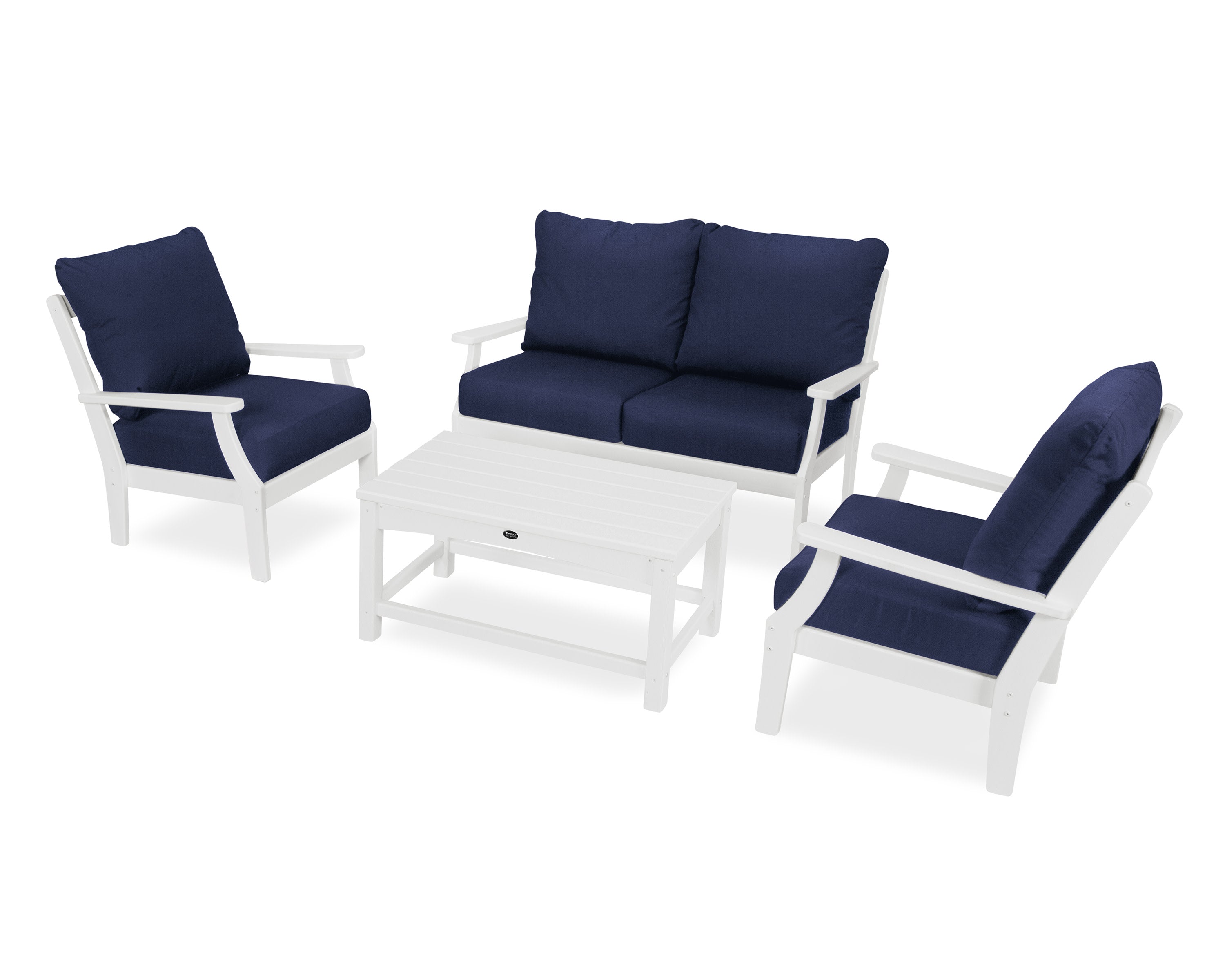 Yacht Club 4-Piece Deep Seating Chair Set in Classic White / Navy