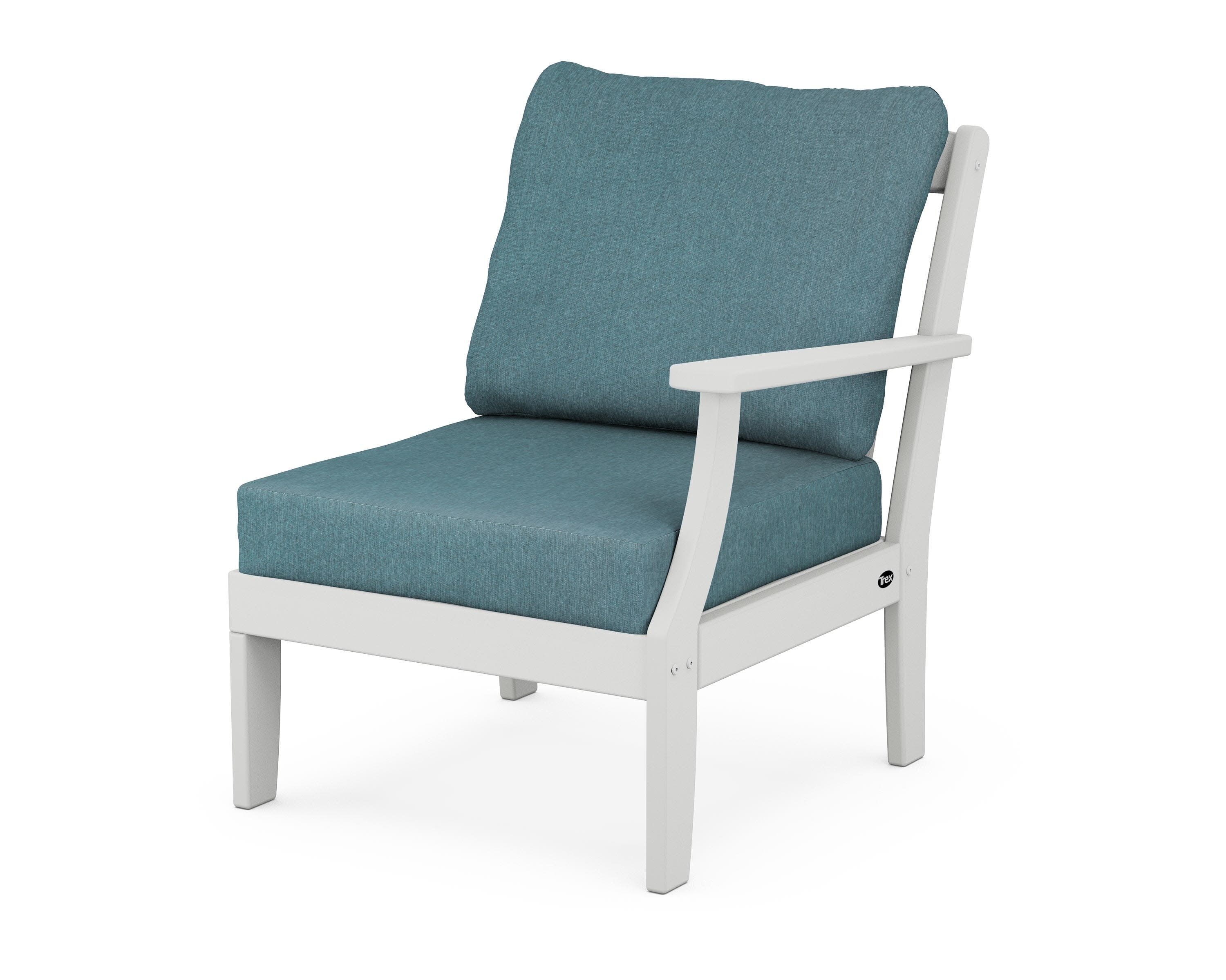 Yacht Club Modular Right Arm Chair in Classic White / Ocean Teal