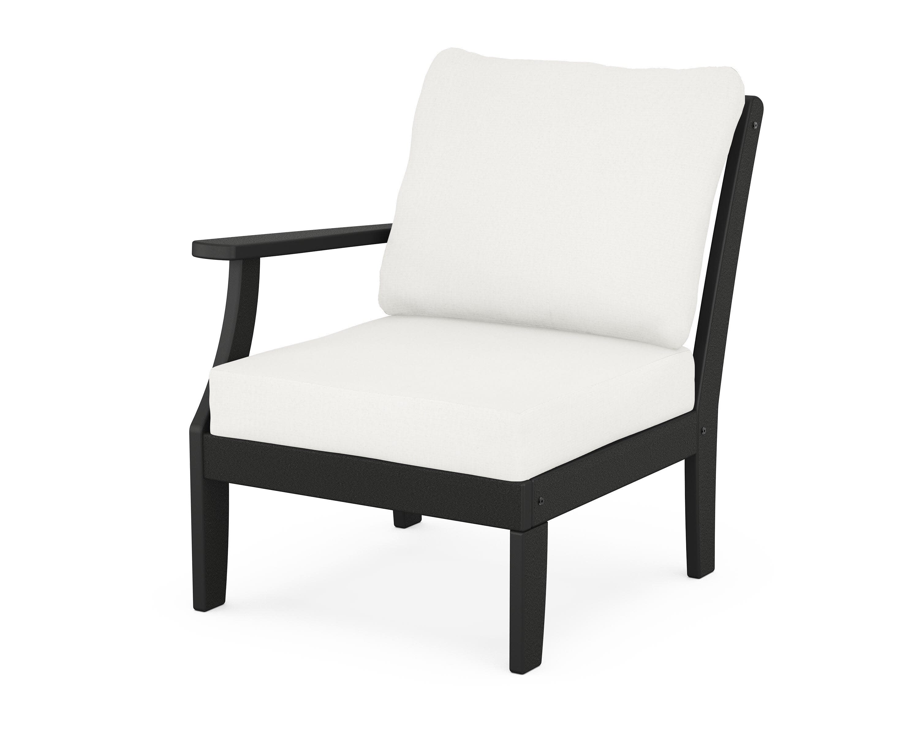 Yacht Club Modular Left Arm Chair in Charcoal Black / Natural Linen