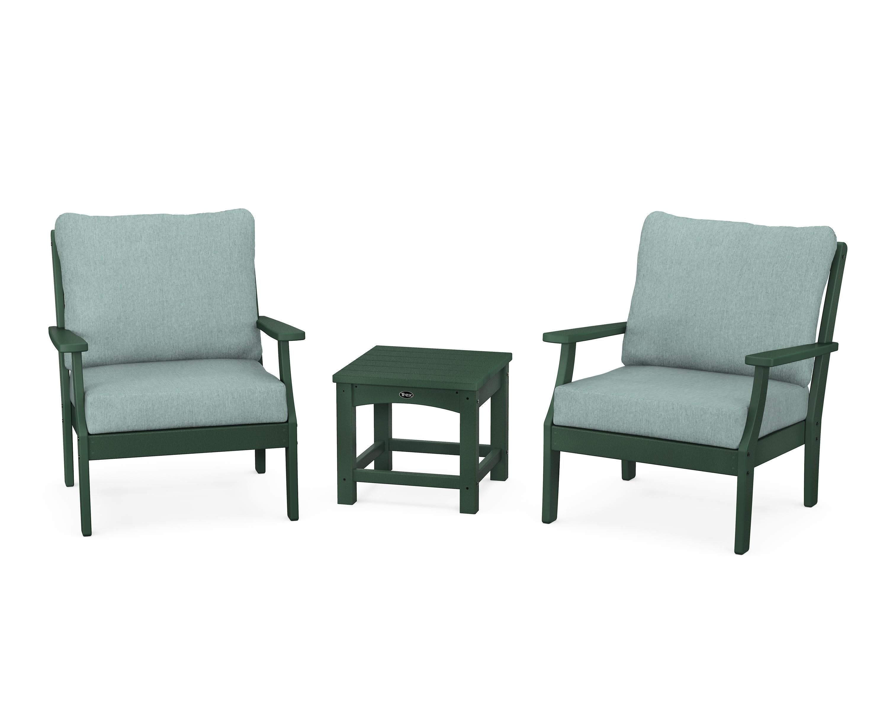 Yacht Club 3-Piece Deep Seating Set in Rainforest Canopy / Glacier Spa
