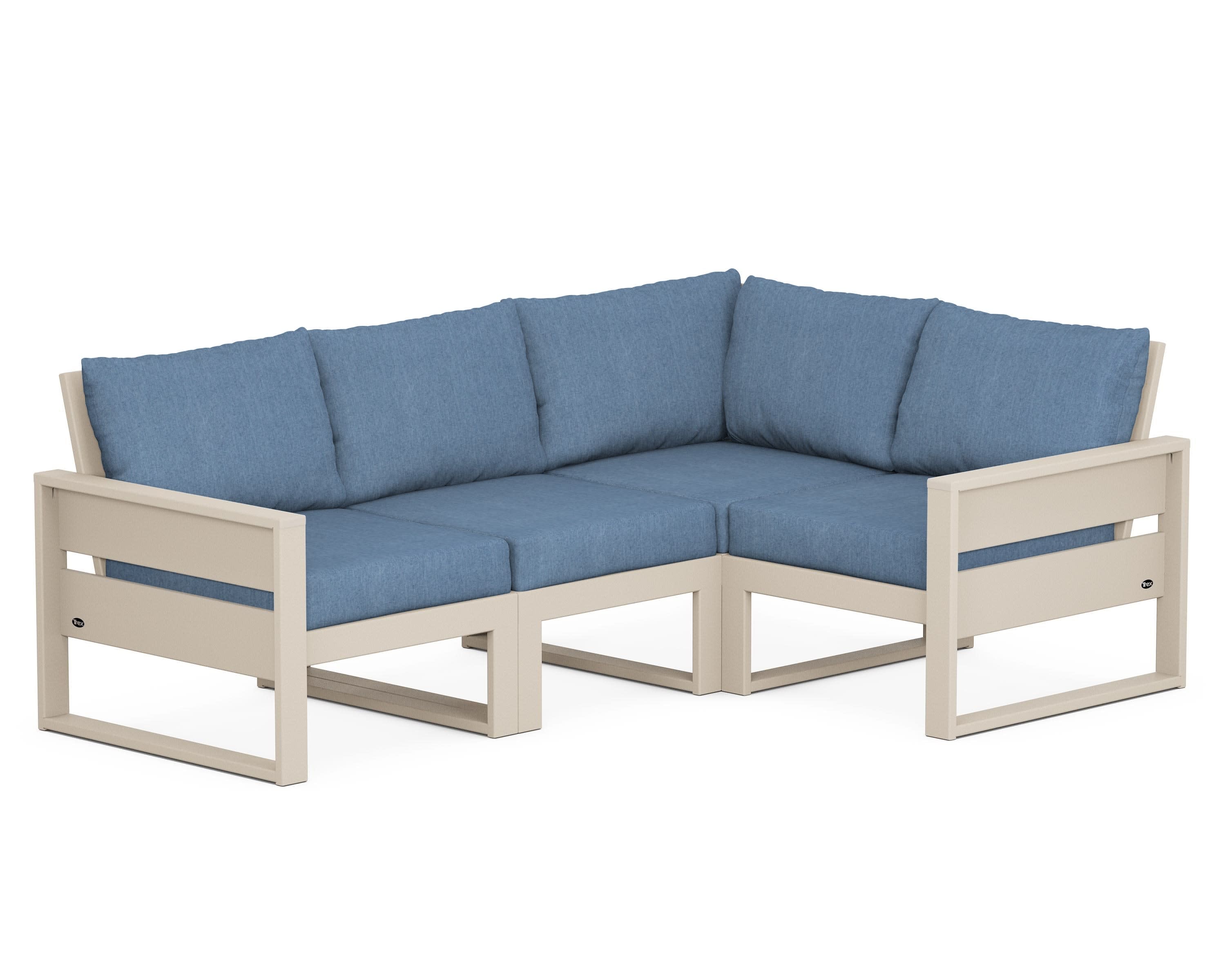 Eastport 4- Piece Sectional in Sand Castle / Sky Blue