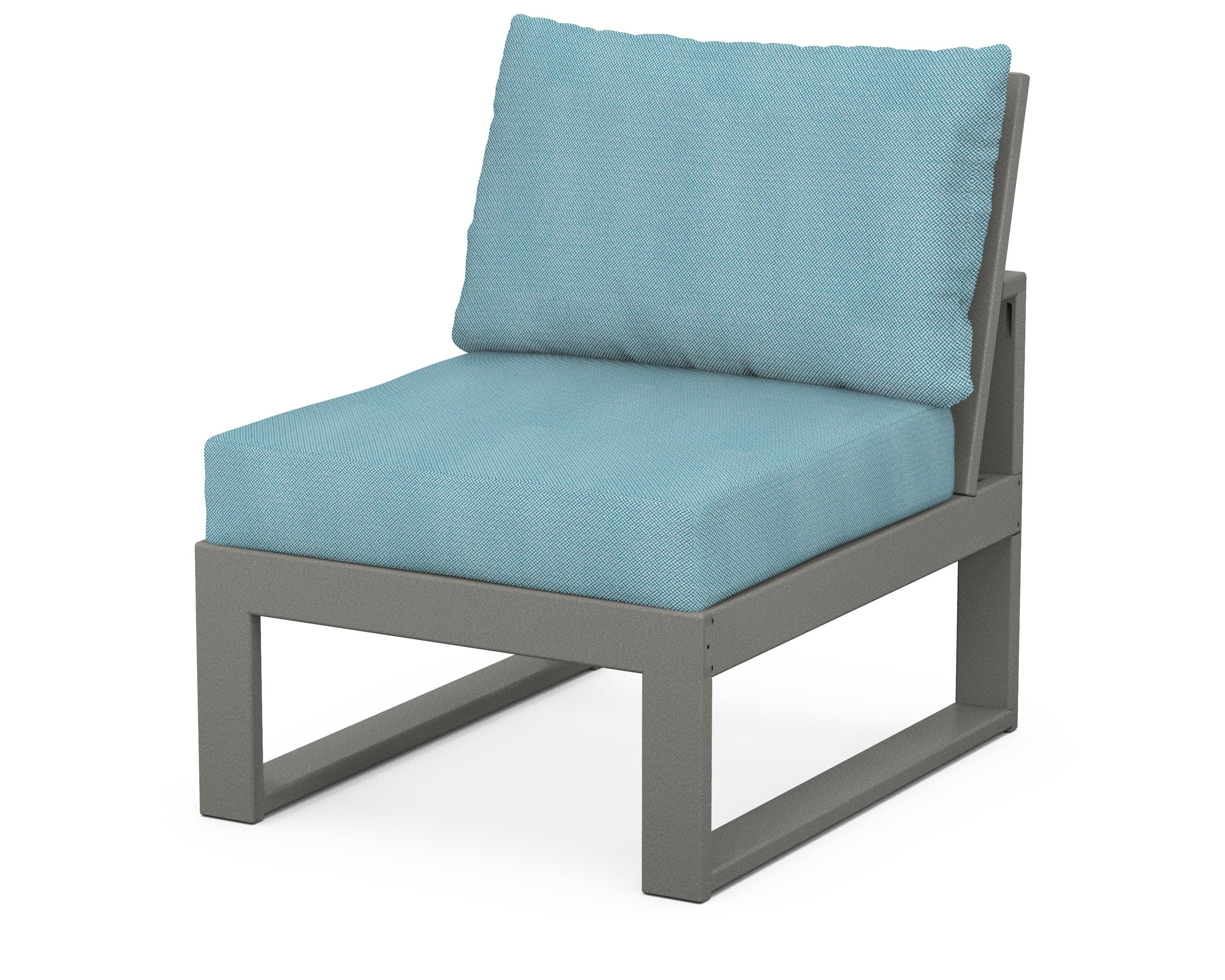 Modular Armless Chair in Slate Grey / Lattice Sky Blue