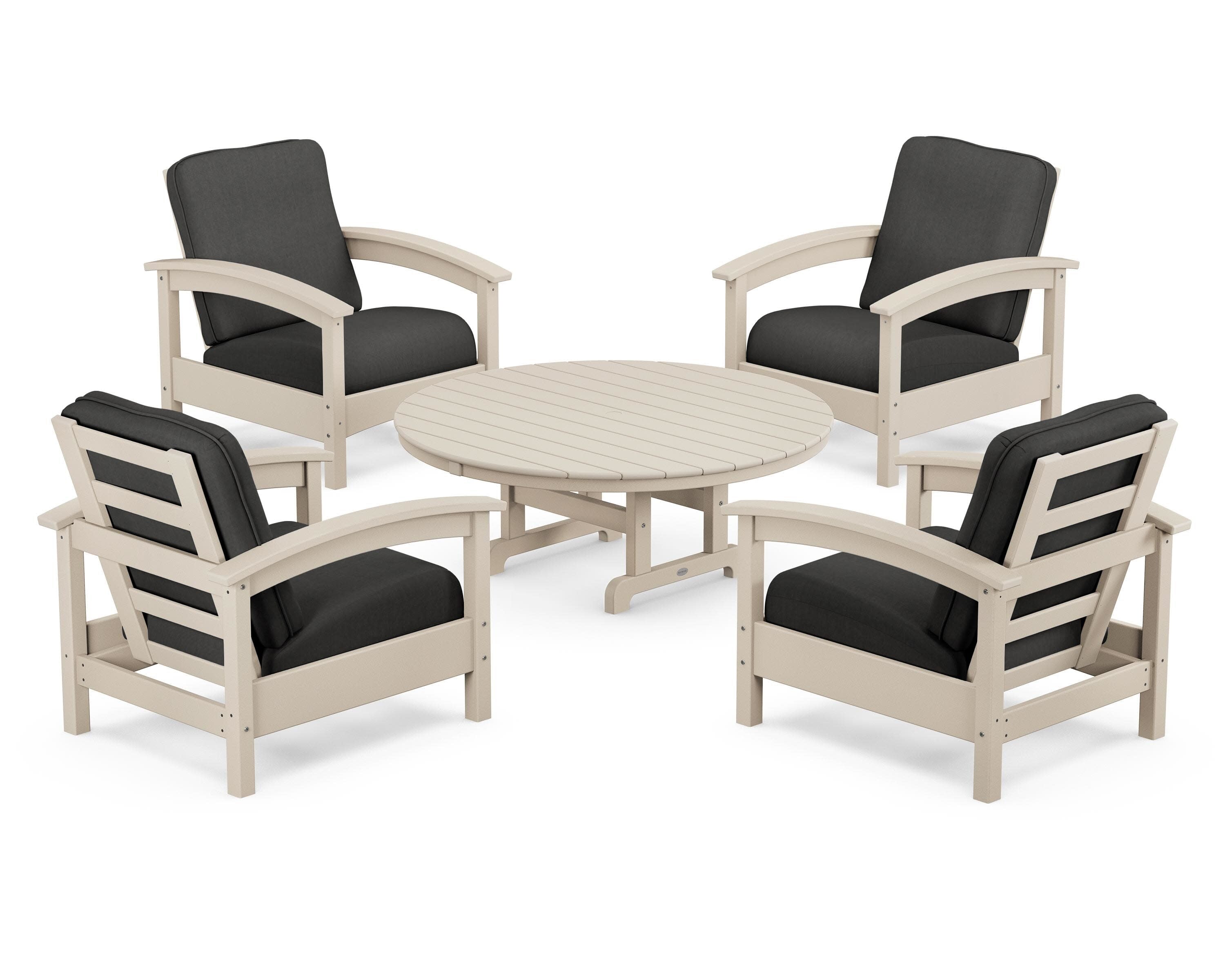 Rockport 5-Piece Deep Seating Set in Sand Castle / Spectrum Carbon