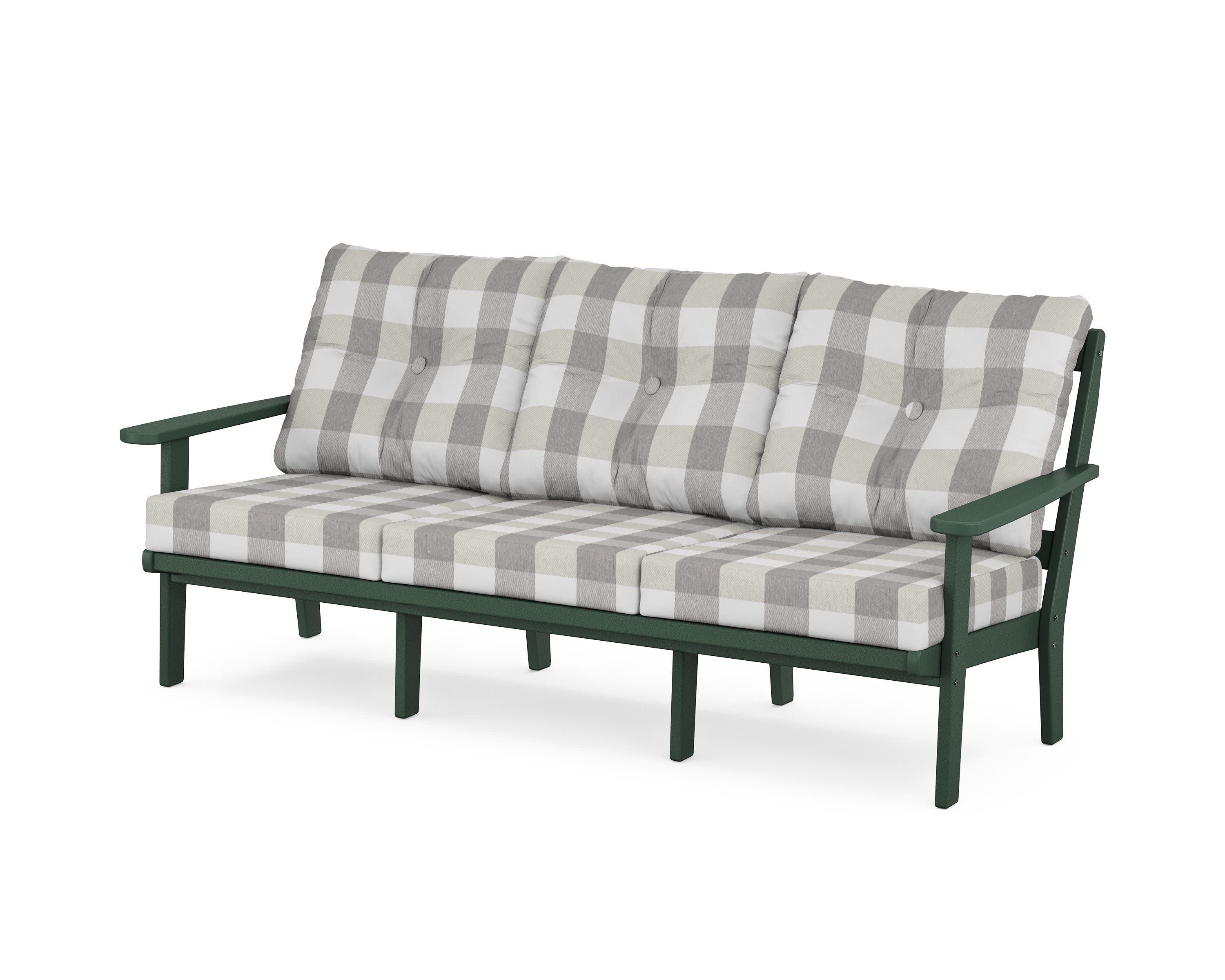 Cape Cod Deep Seating Sofa in Rainforest Canopy / Buffalo Plaid Grey Mist