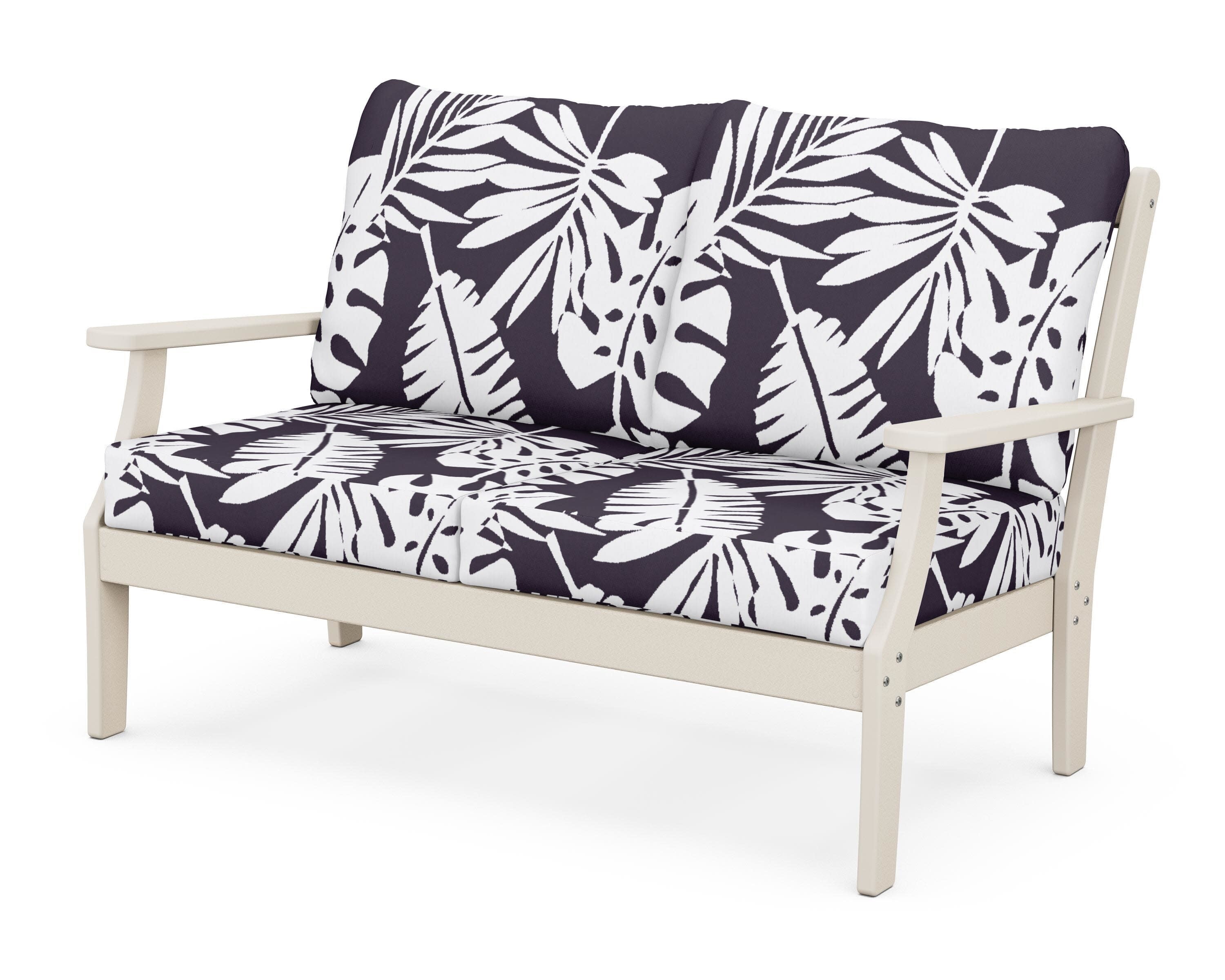 Yacht Club Deep Seating Loveseat in Sand Castle / Leaf Navy