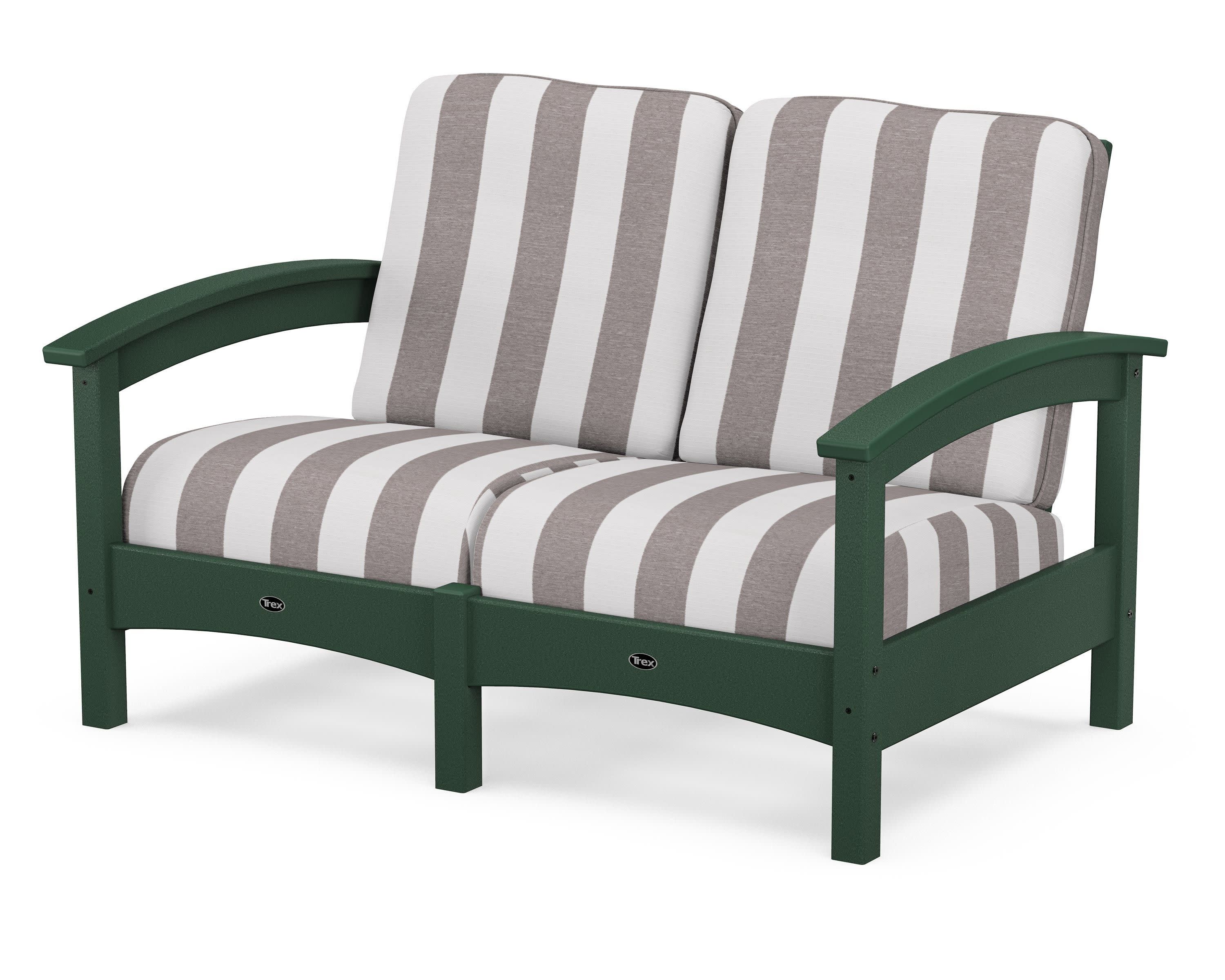 Rockport Club Loveseat in Rainforest Canopy / Cabana Stripe Grey Mist