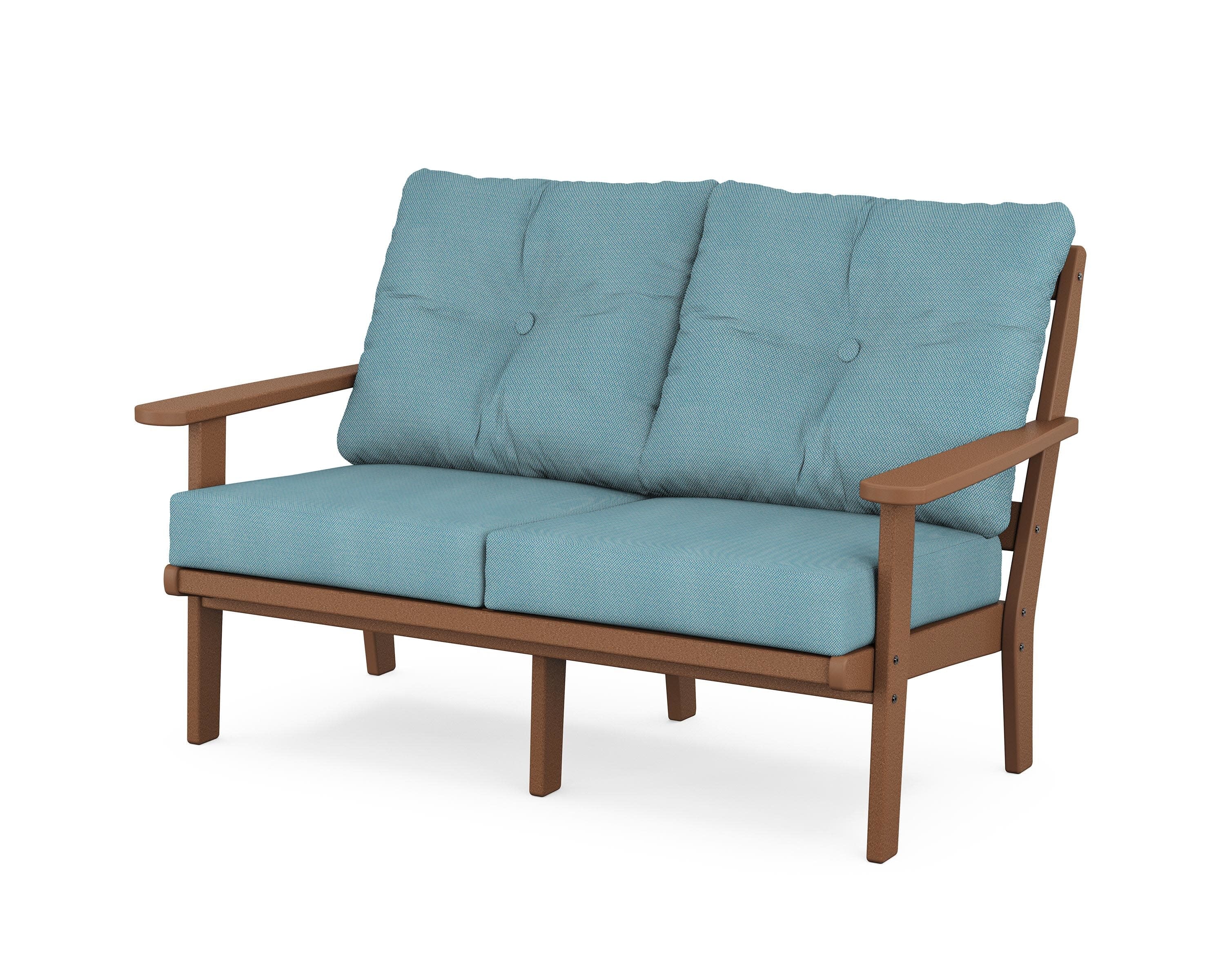 Cape Cod Deep Seating Loveseat in Tree House / Lattice Sky Blue