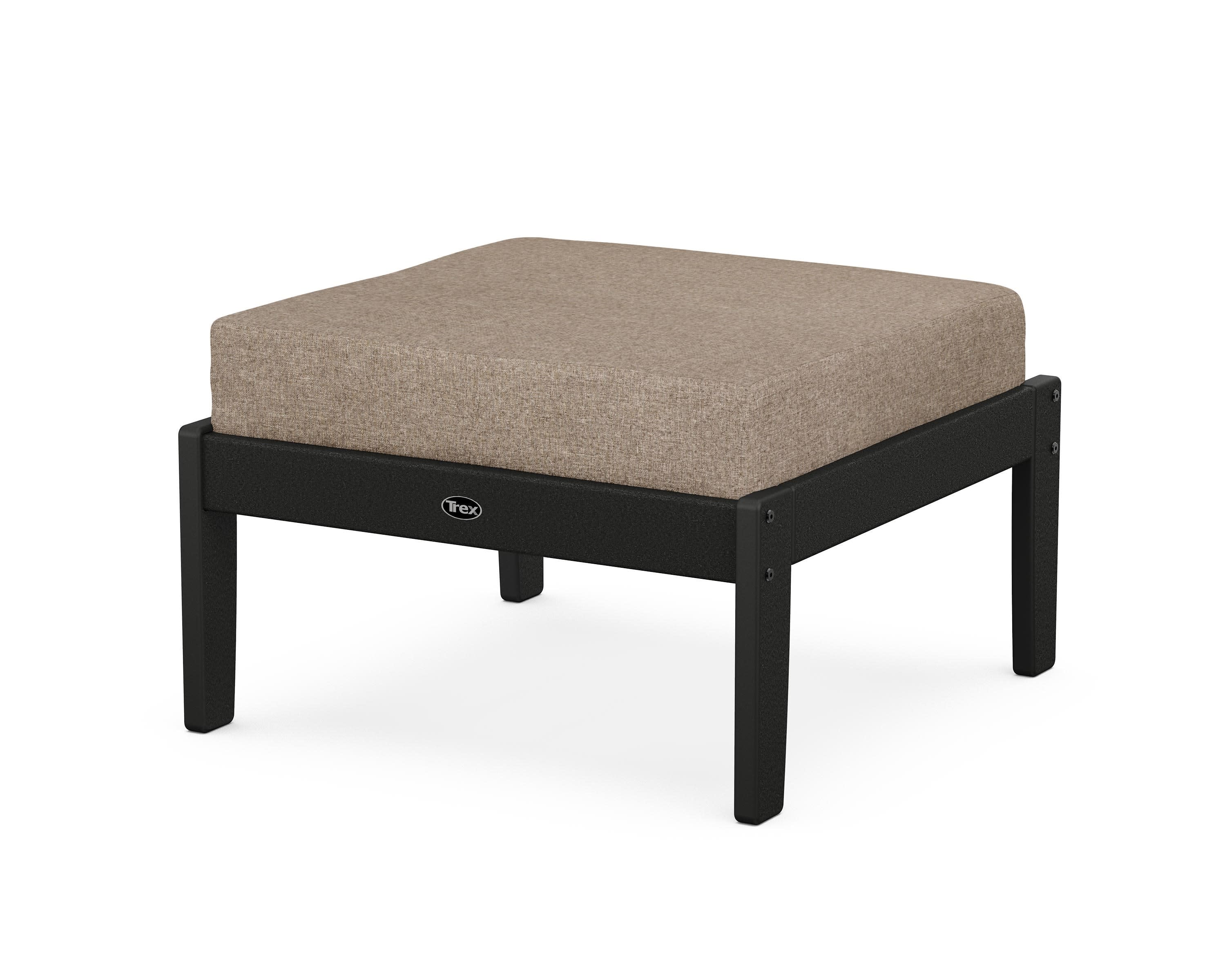 Yacht Club Deep Seating Ottoman in Charcoal Black / Spiced Burlap
