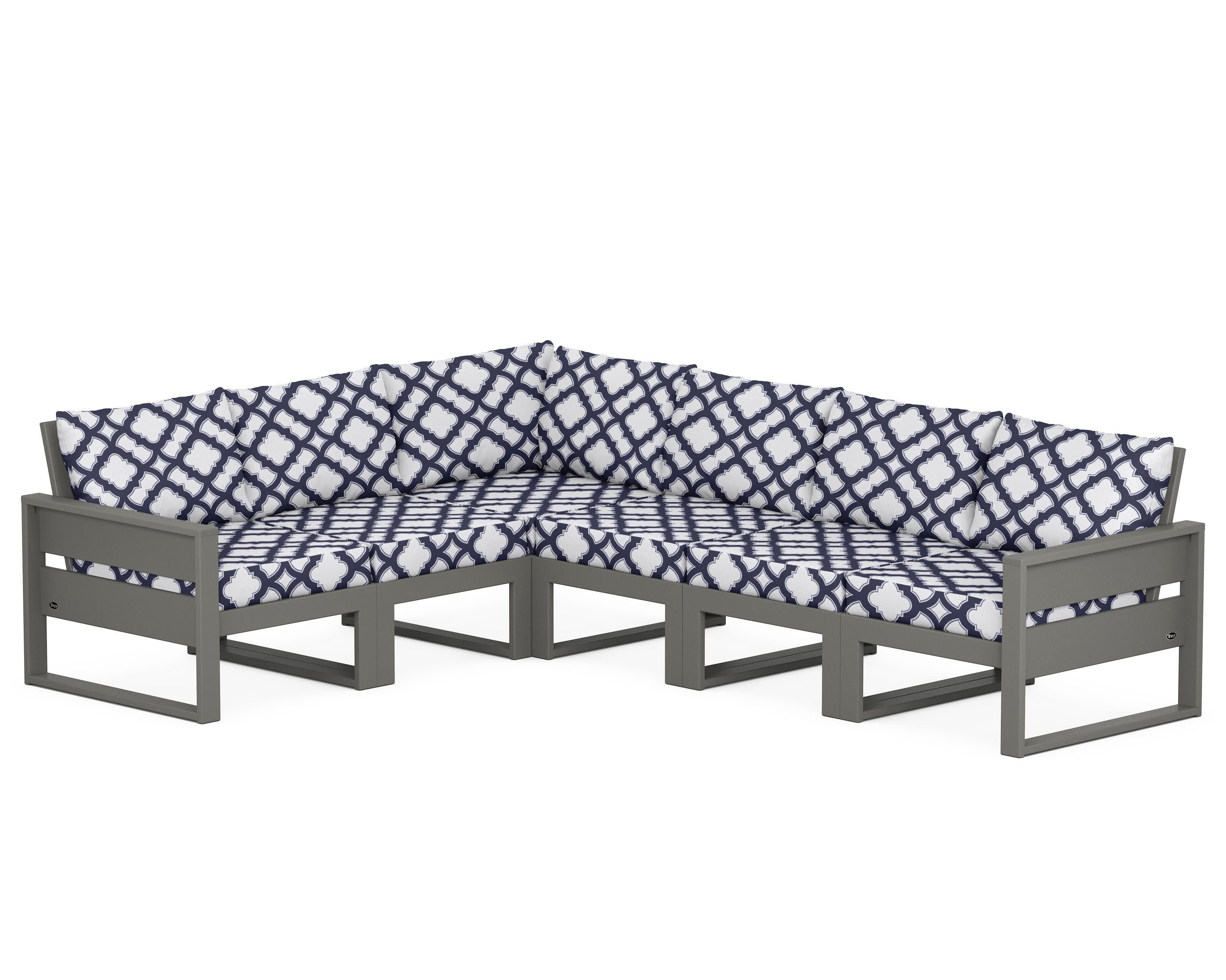 Eastport 6-Piece Sectional in Stepping Stone / Trellis Navy
