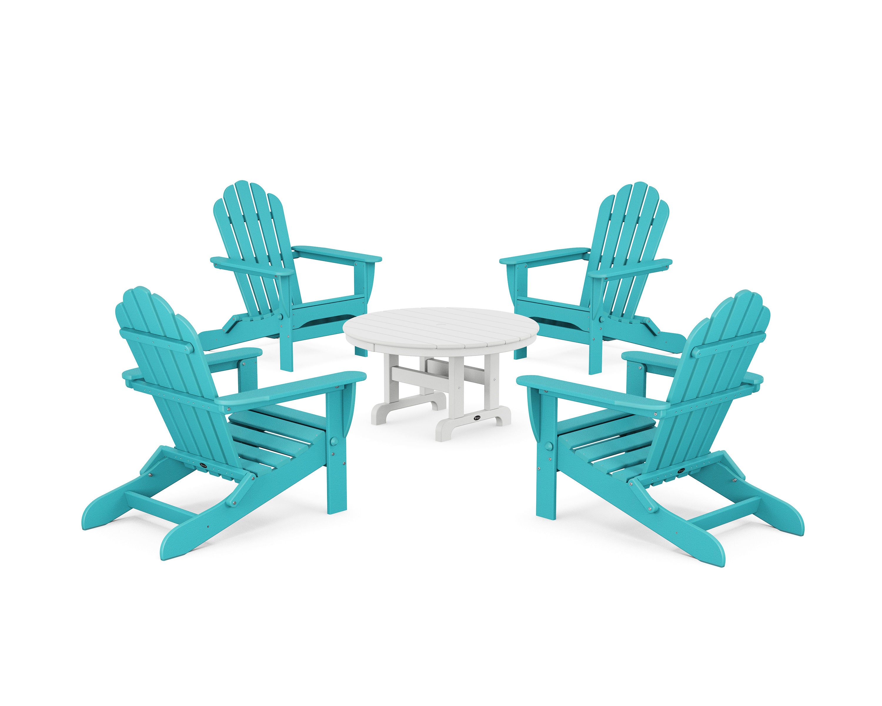 5-Piece Monterey Bay Folding Adirondack Chair Conversation Group in Aruba