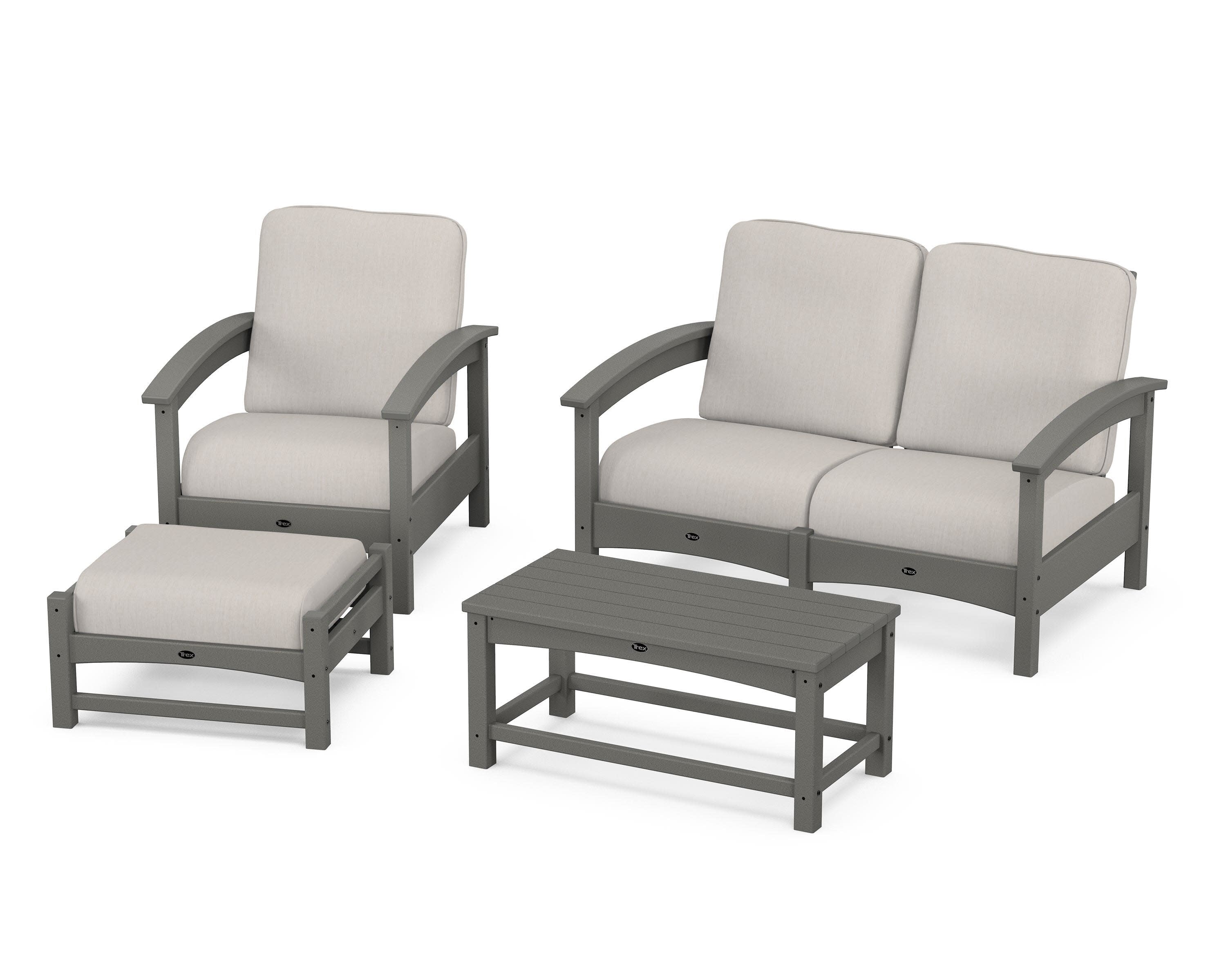 Rockport 4-Piece Deep Seating Conversation Group in Stepping Stone / Cast Ash