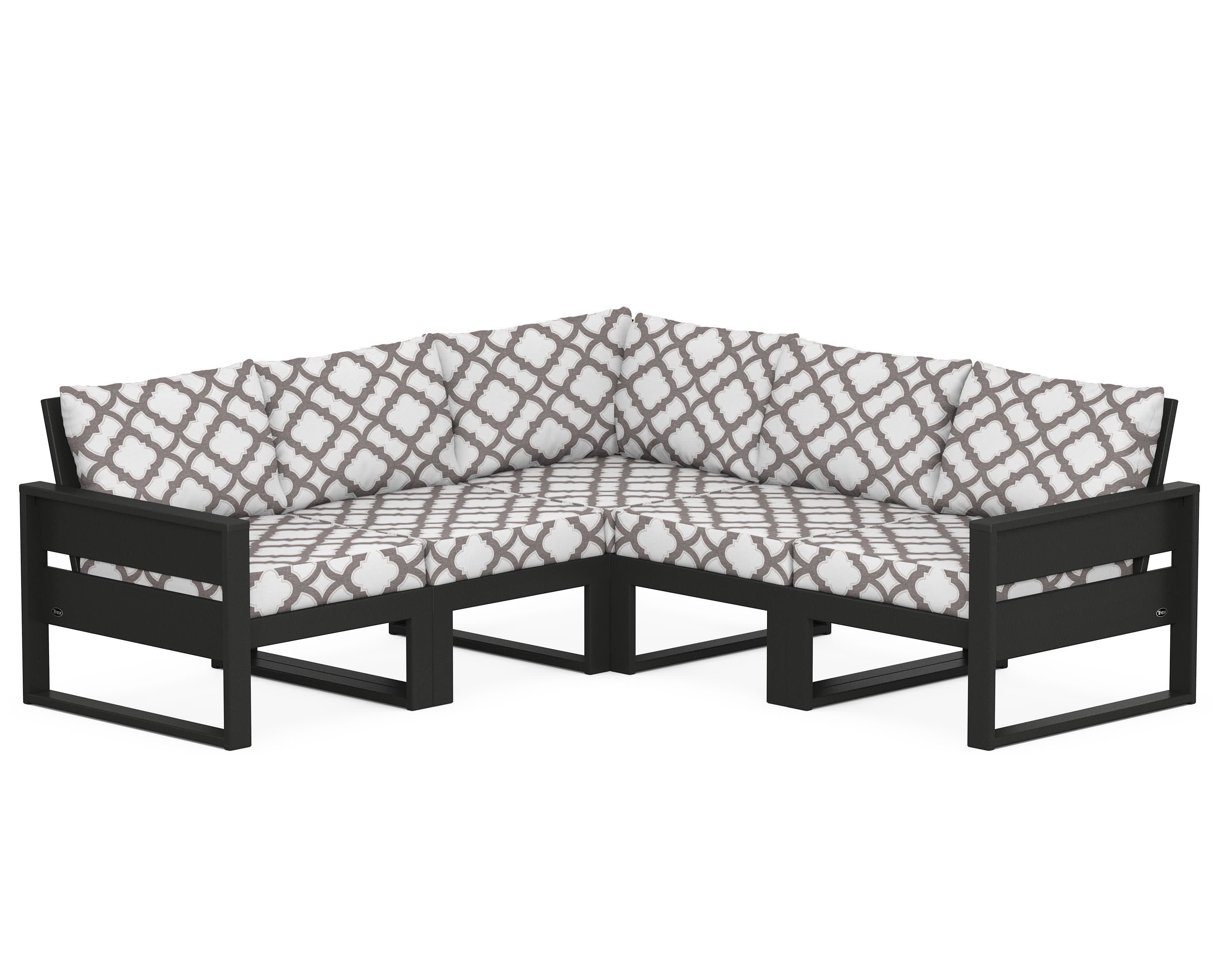 Eastport 5-Piece Sectional in Charcoal Black / Trellis Grey Mist