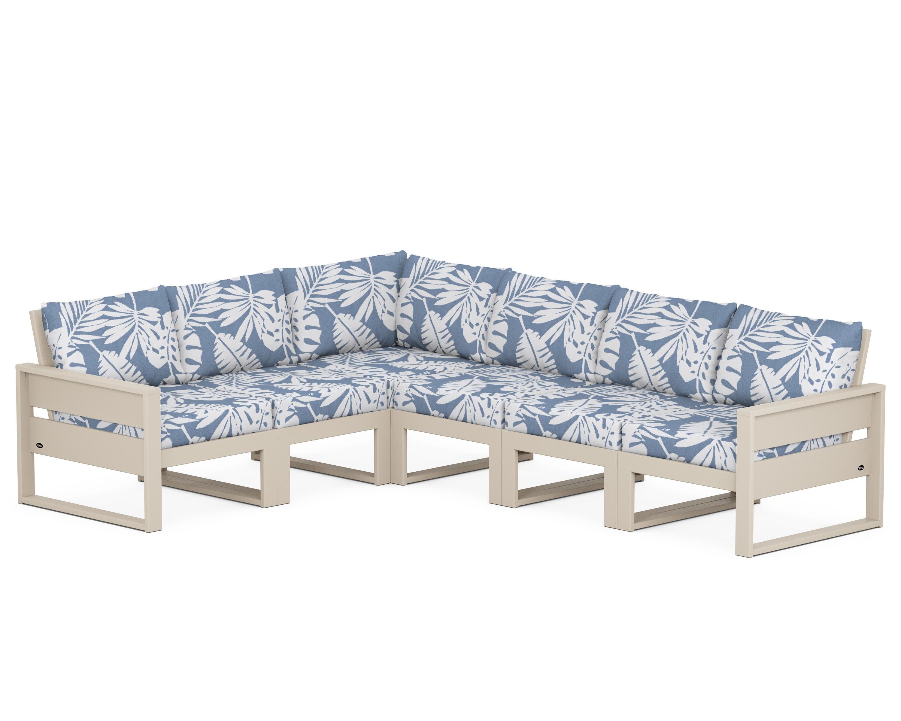 Eastport 6-Piece Sectional in Sand Castle / Leaf Sky Blue