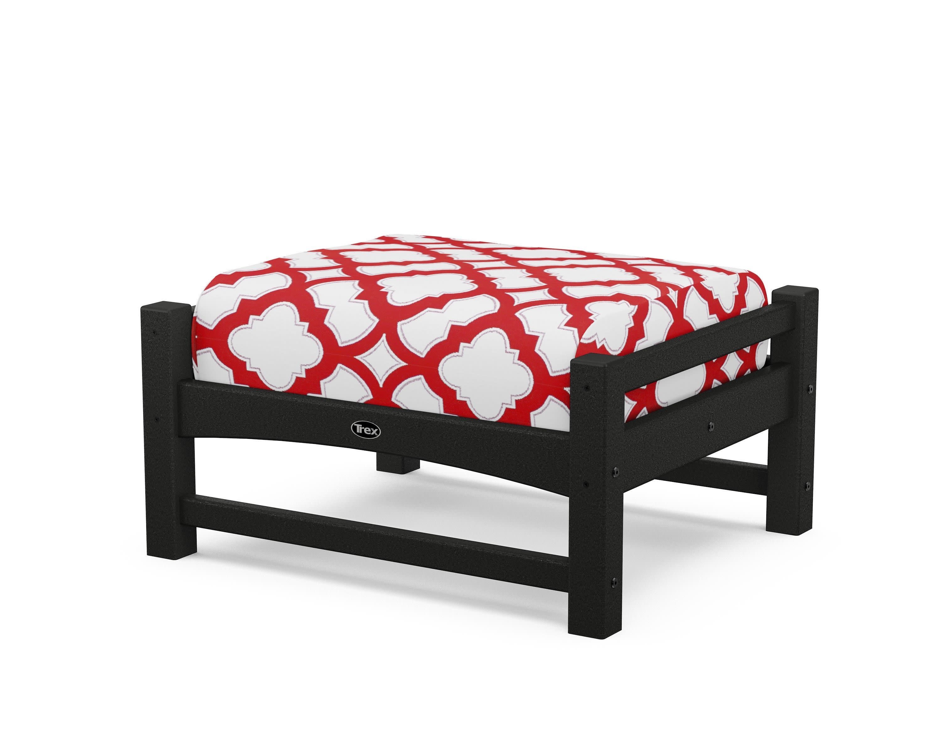 Rockport Club Ottoman in Charcoal Black / Trellis Crimson
