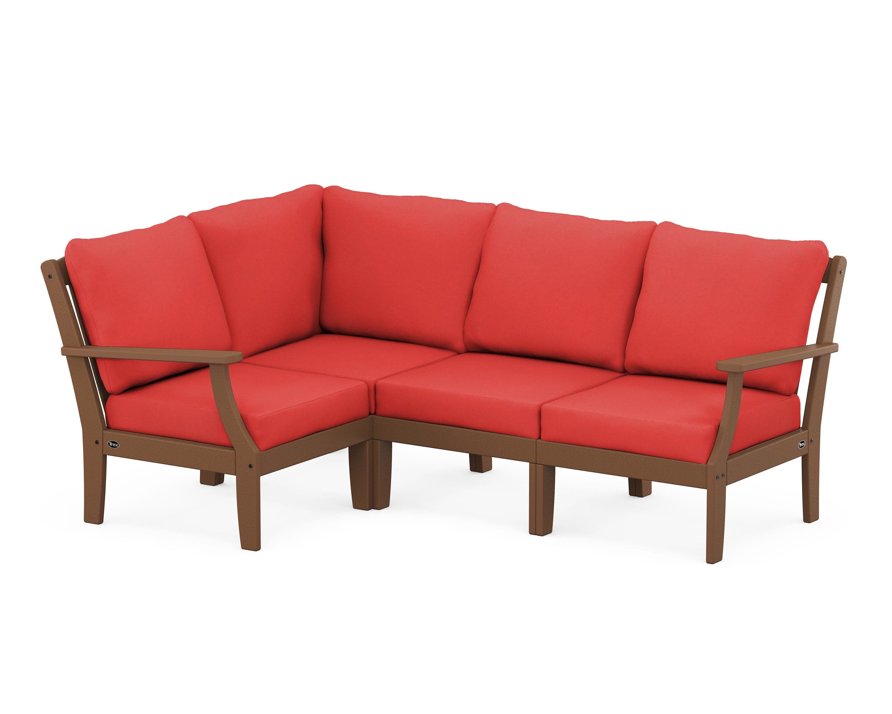 Yacht Club Modular 4-Piece Deep Seating Set in Tree House / Crimson Linen