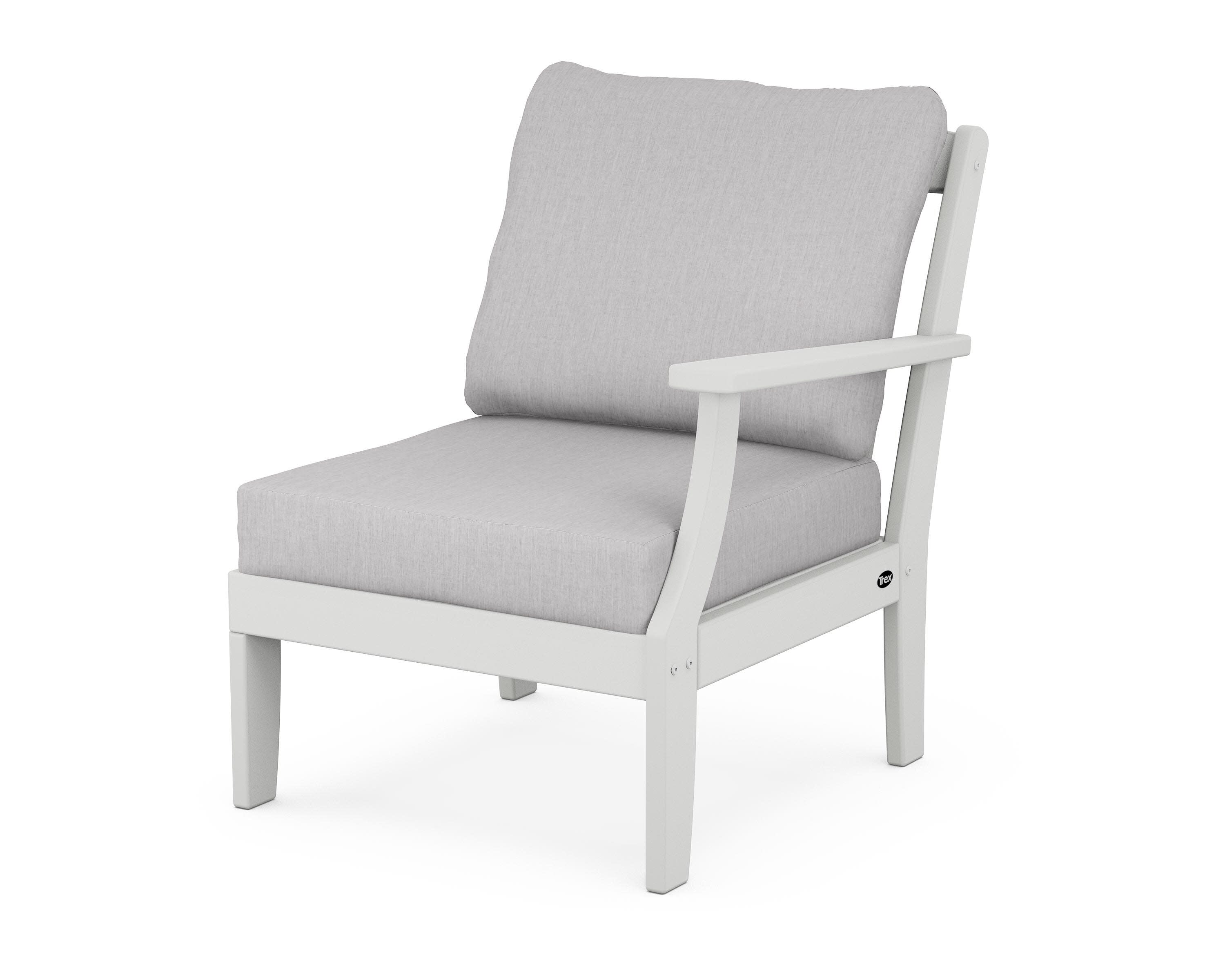 Yacht Club Modular Right Arm Chair in Classic White / Granite