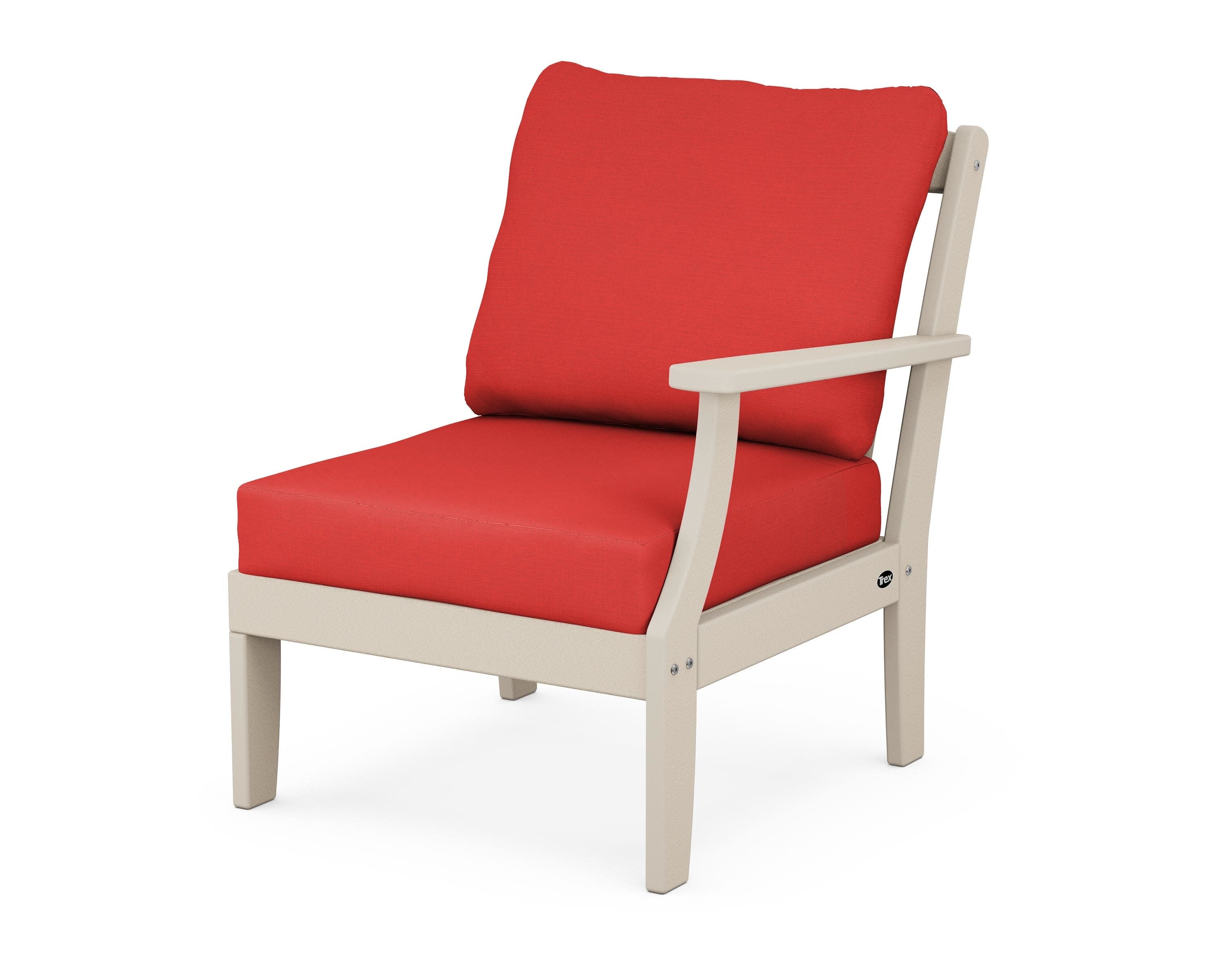 Yacht Club Modular Right Arm Chair in Sand Castle / Crimson Linen