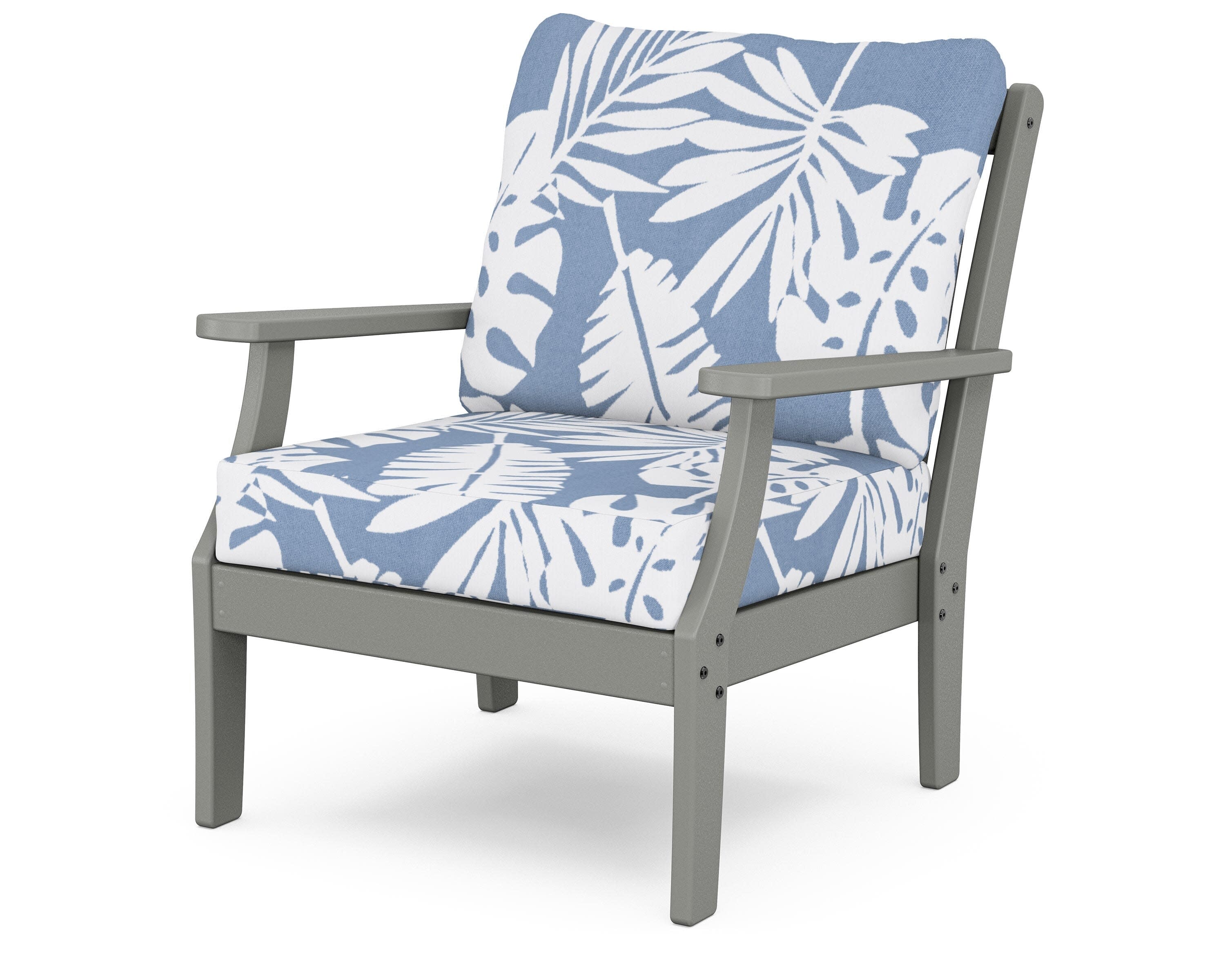 Yacht Club Deep Seating Chair in Stepping Stone / Leaf Sky Blue
