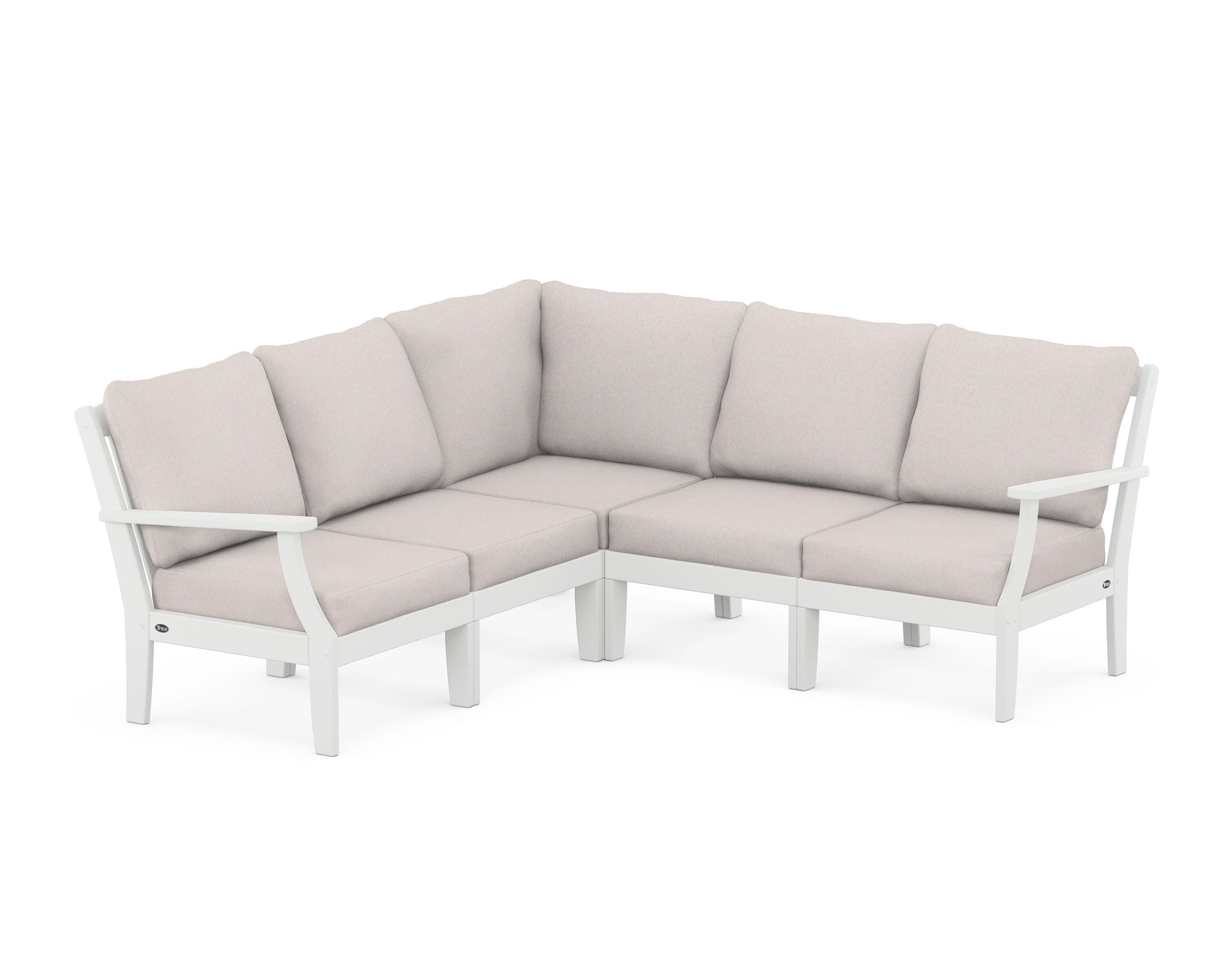 Yacht Club Modular 5-Piece Deep Seating Set in Classic White / Dune Burlap