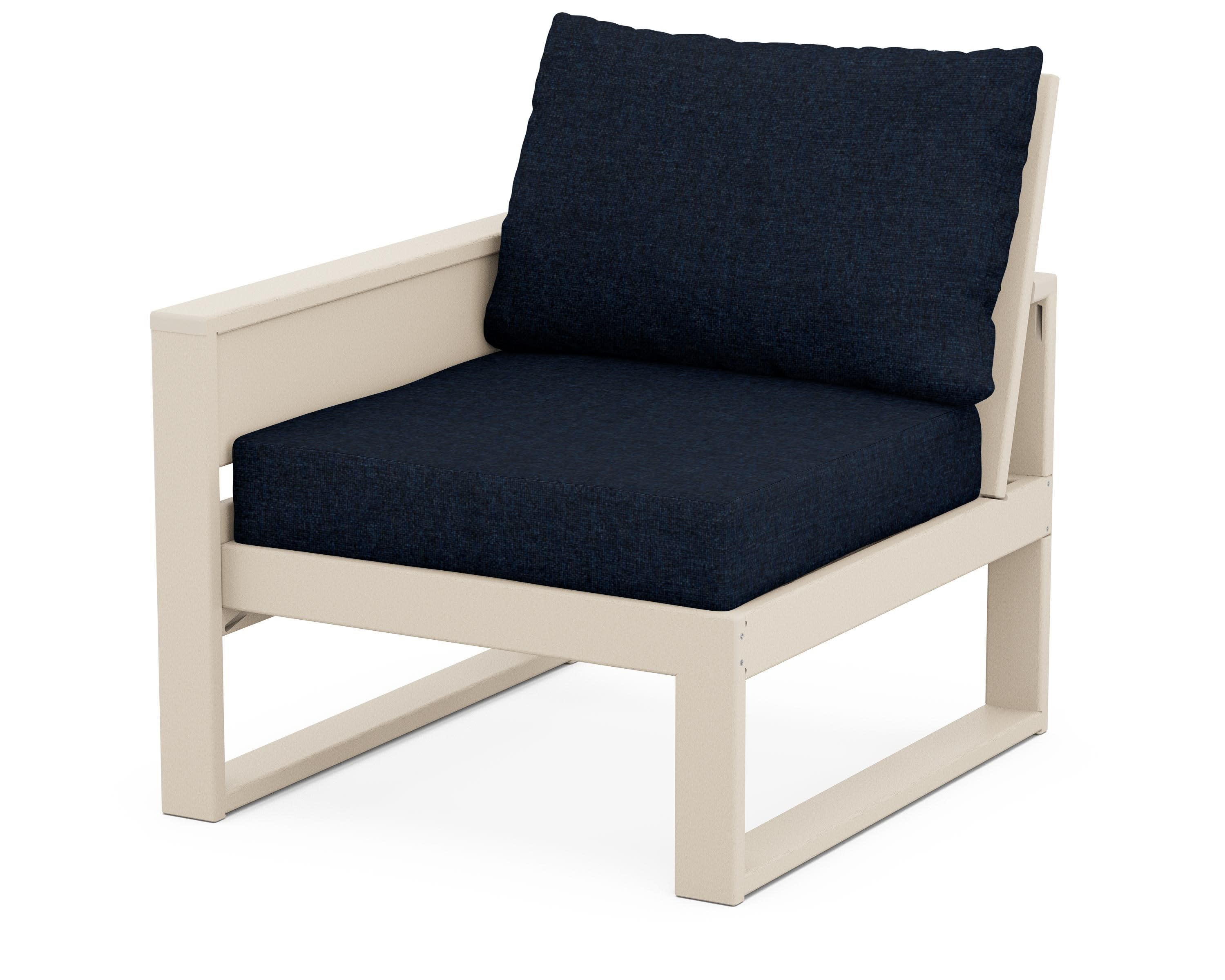 Eastport Modular Left Arm Chair in Sand Castle / Marine Indigo