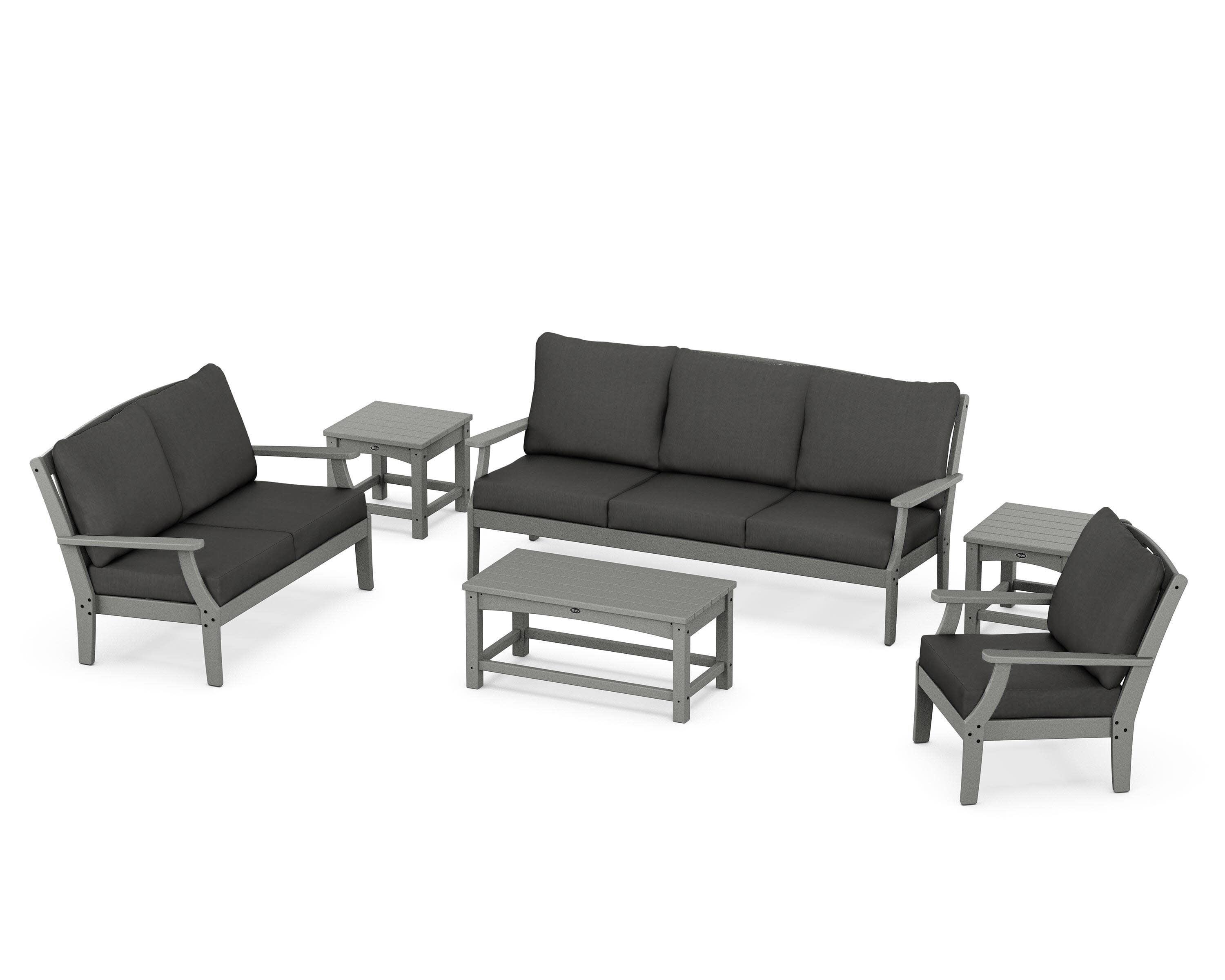 Yacht Club 6-Piece Deep Seating Set in Stepping Stone / Spectrum Carbon