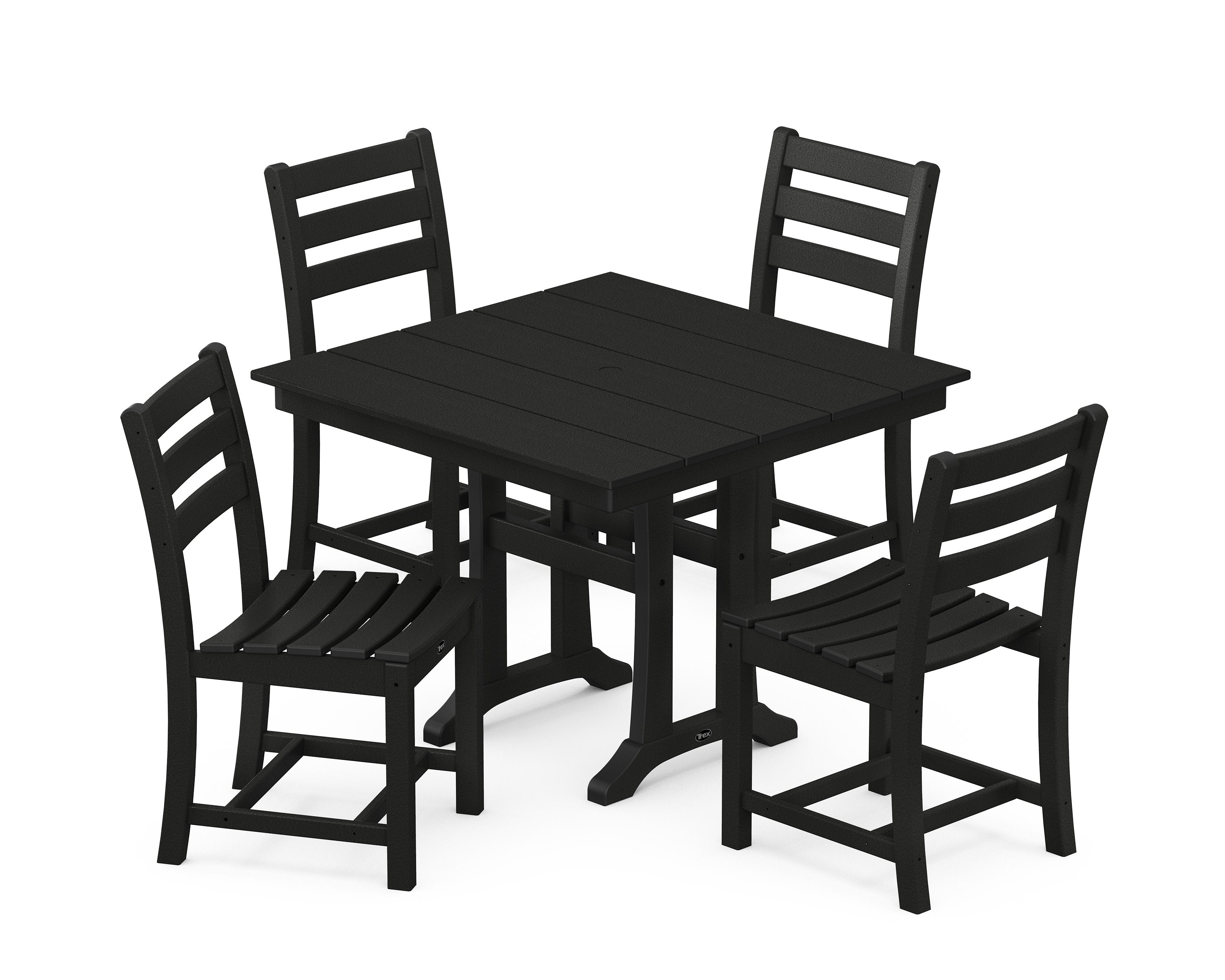 Monterey Bay 5-Piece Farmhouse Trestle Side Chair Dining Set in Charcoal Black