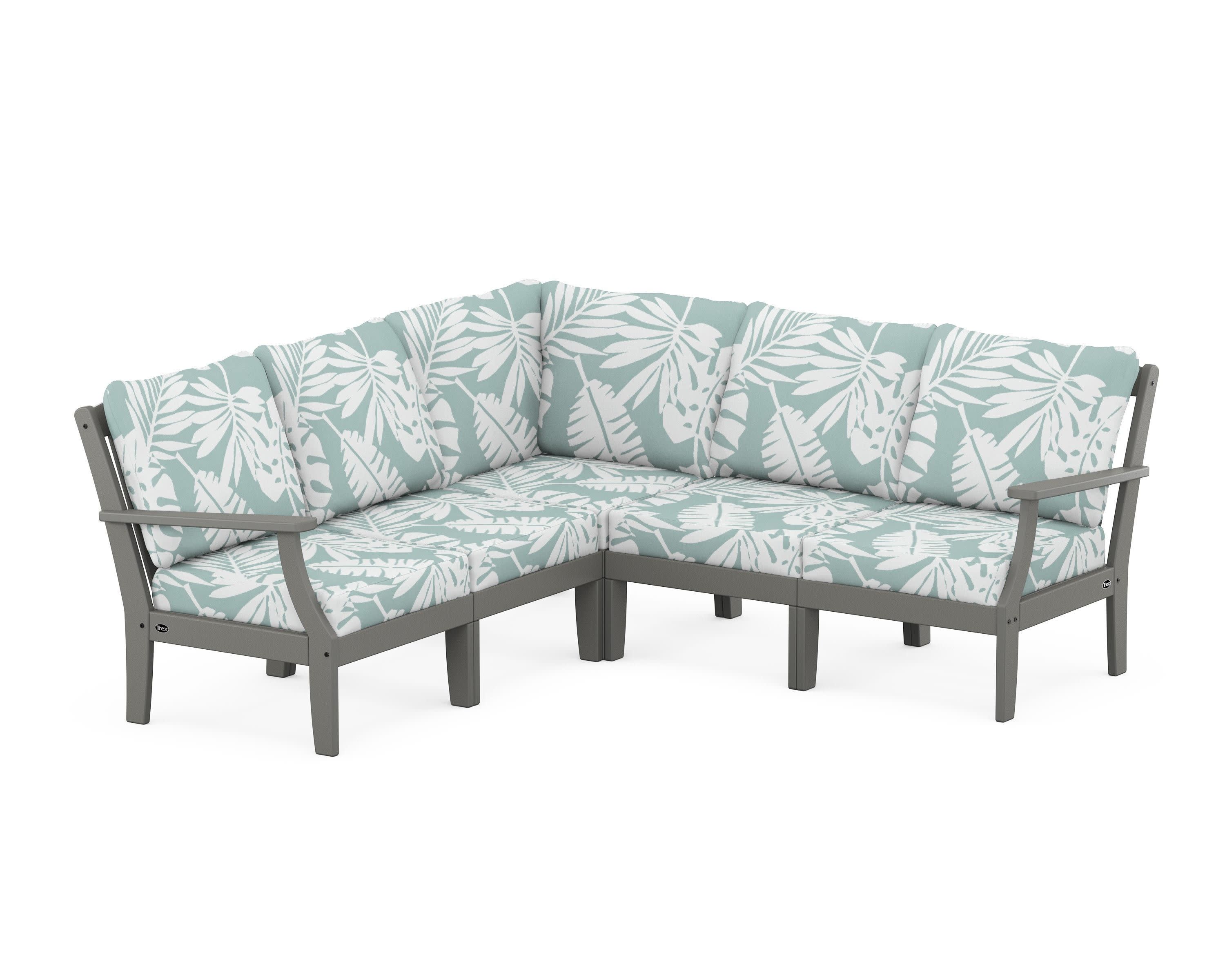 Yacht Club Modular 5-Piece Deep Seating Set in Stepping Stone / Leaf Glacier Spa