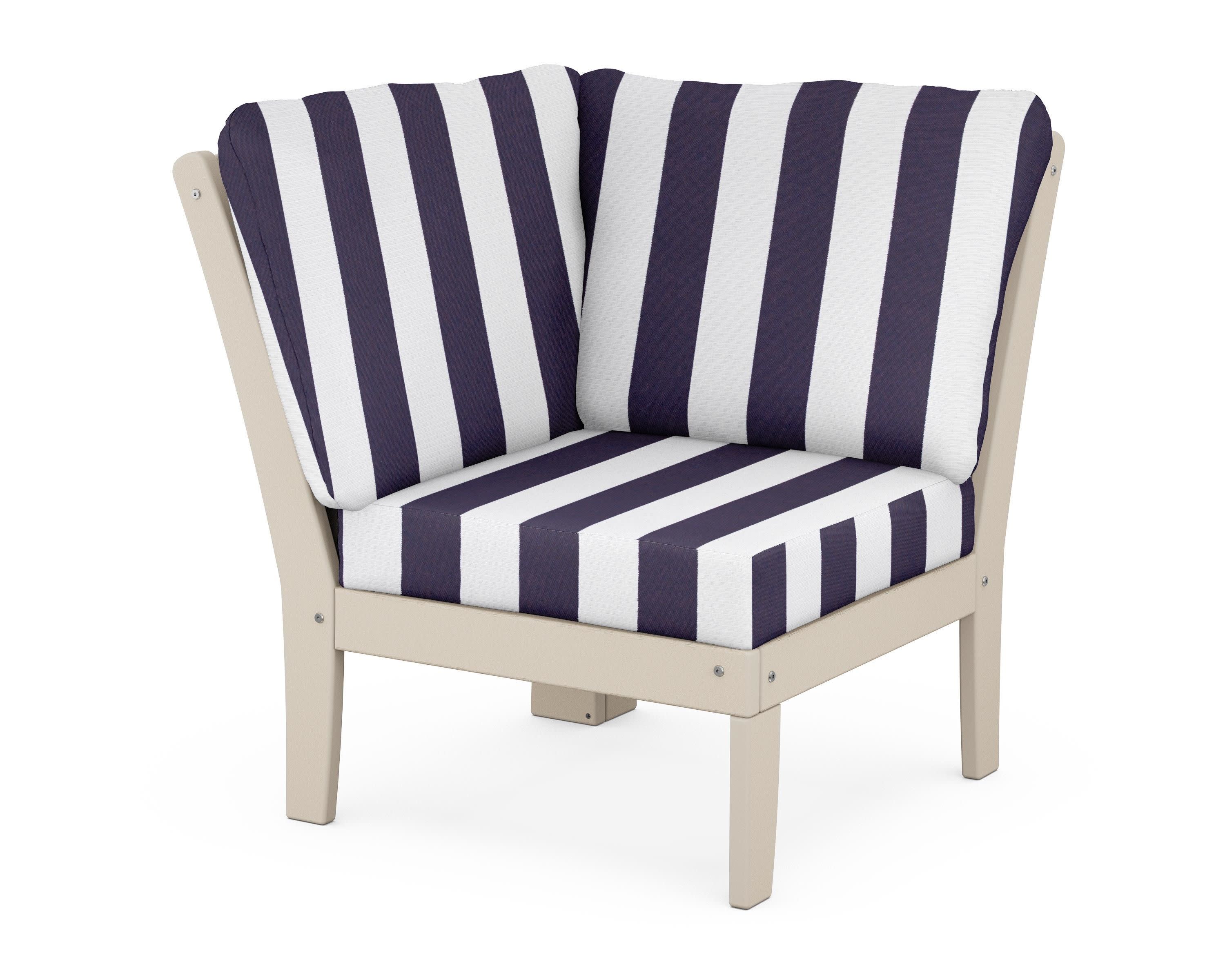 Yacht Club Modular Corner Chair in Sand Castle / Cabana Stripe Navy