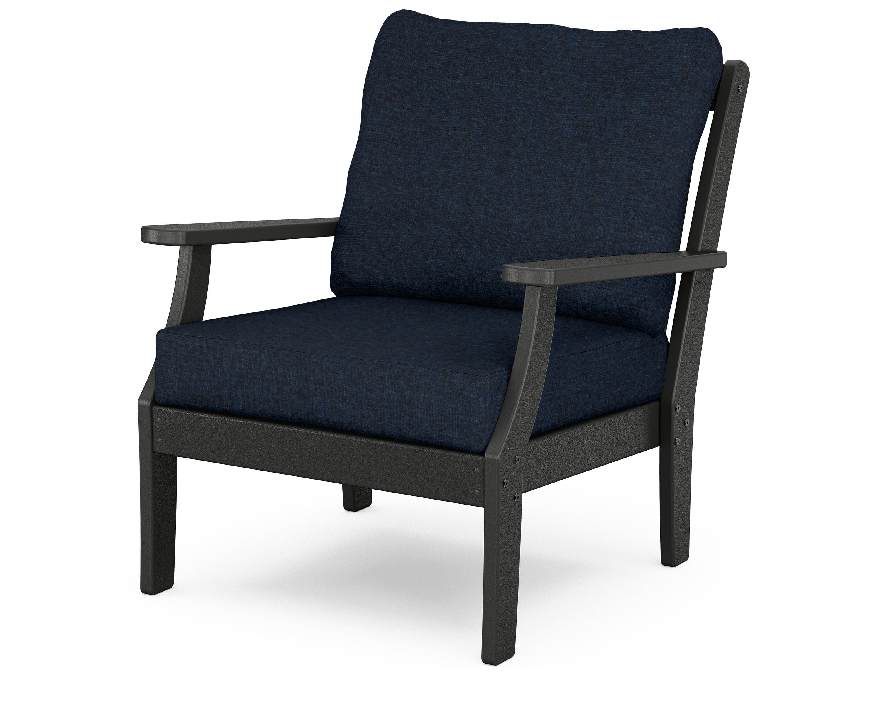 Yacht Club Deep Seating Chair in Charcoal Black / Marine Indigo