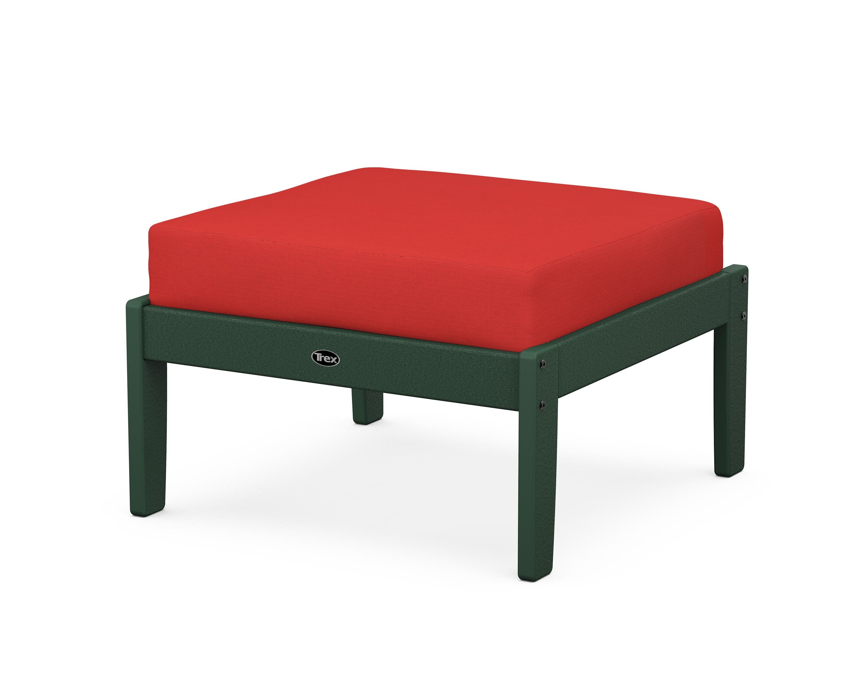 Yacht Club Deep Seating Ottoman in Rainforest Canopy / Crimson Linen